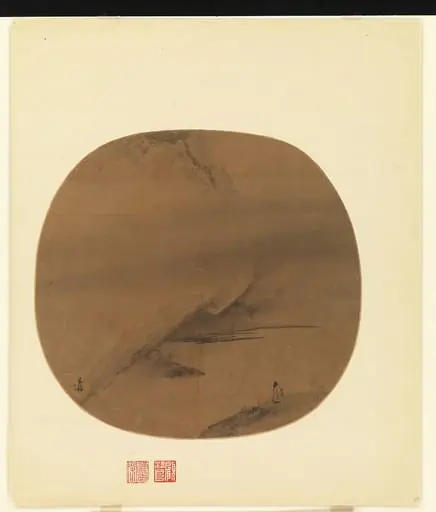南宋 梁楷 澤畔行吟圖 團扇|Poet strolling by a marshy bank