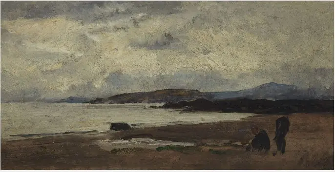 A Cloudy Day, a Seashore with Figures