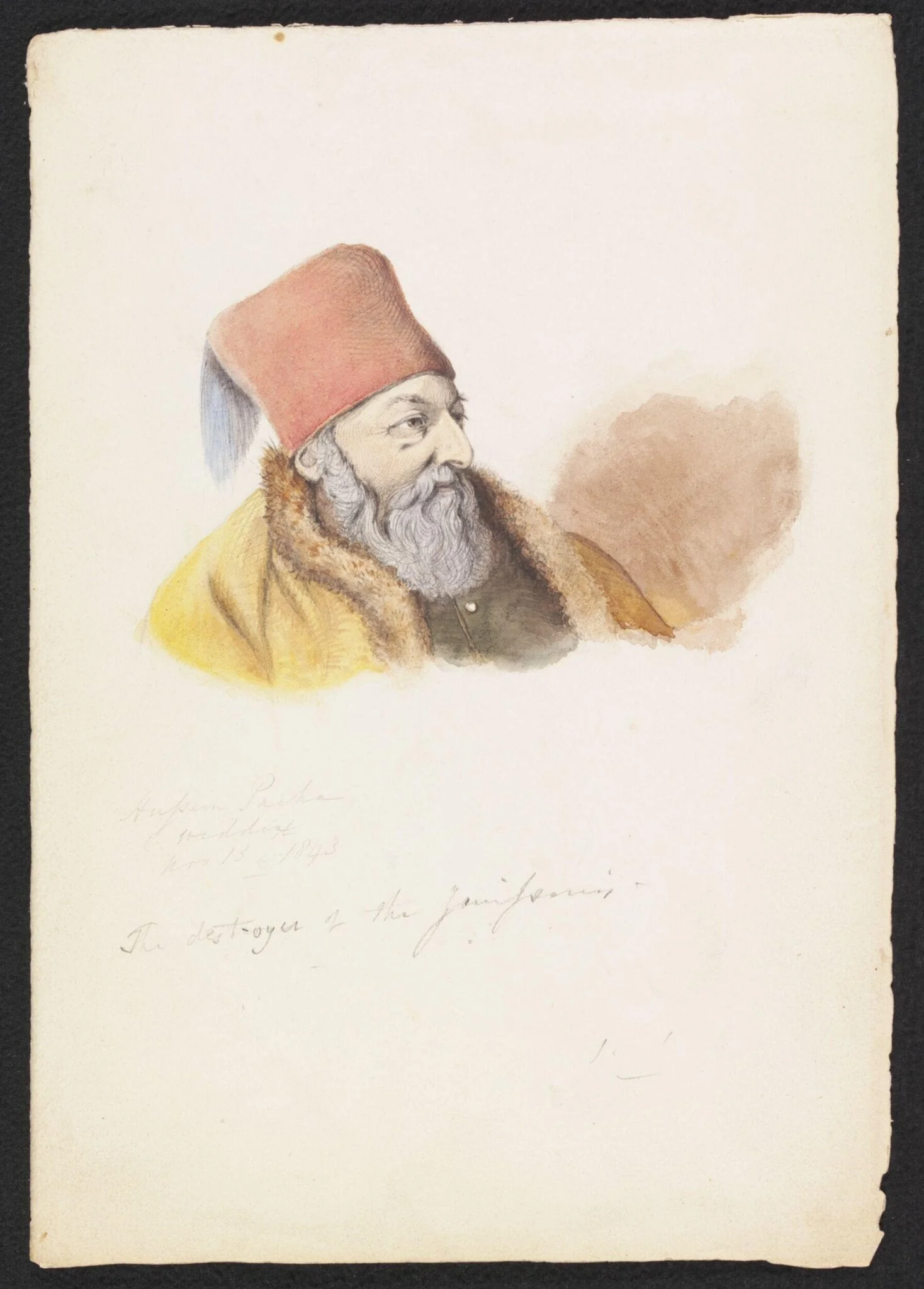 Hussein Pasha, by Godfrey Thomas Vigne, watercolor, 1843
