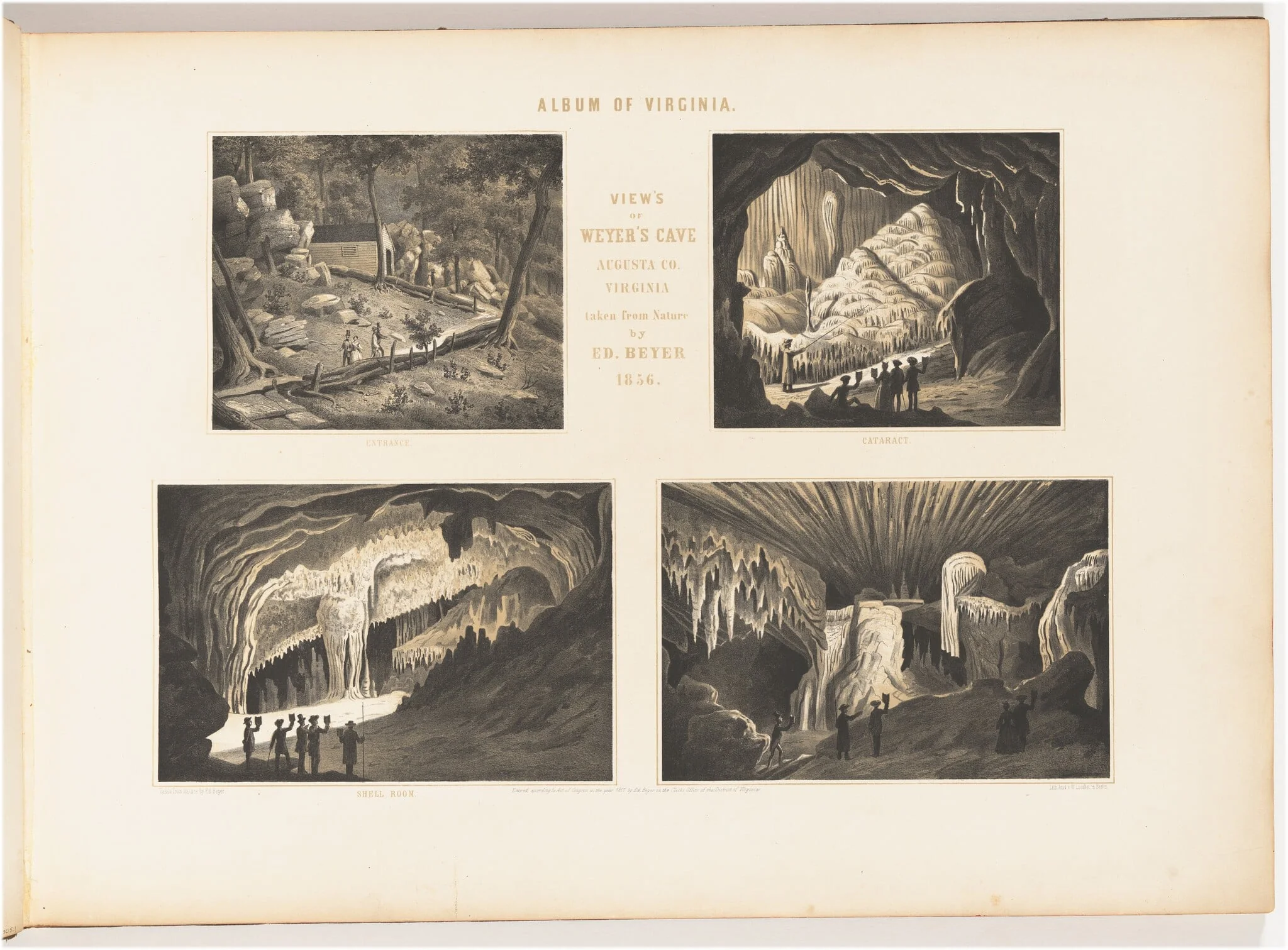 Views of Weyers Cave, by Edward Beyer, ink, 1857