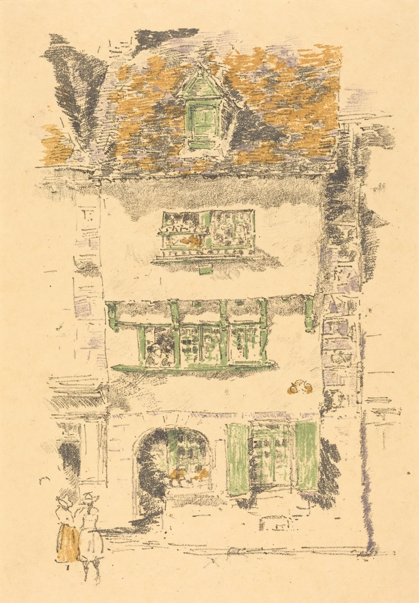 Yellow House, Lannion, by James McNeill Whistler, ink, 1893