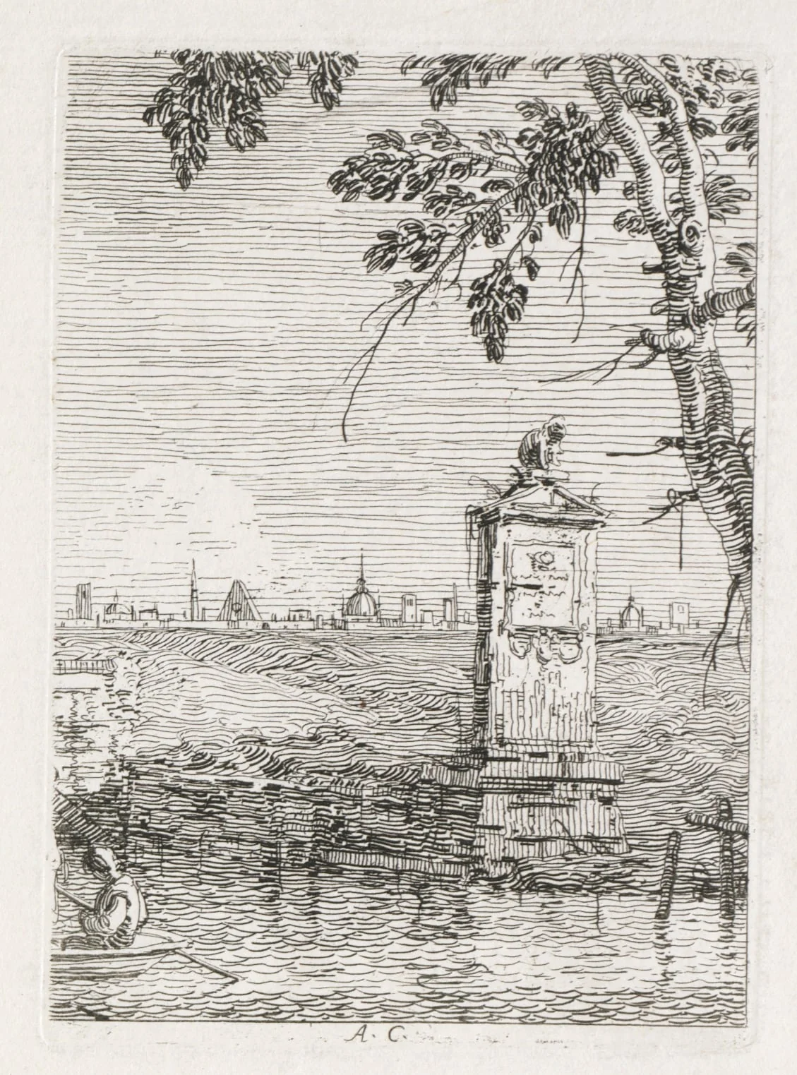 Views:  The Little Monument under a Tree, by Canaletto, 1740
