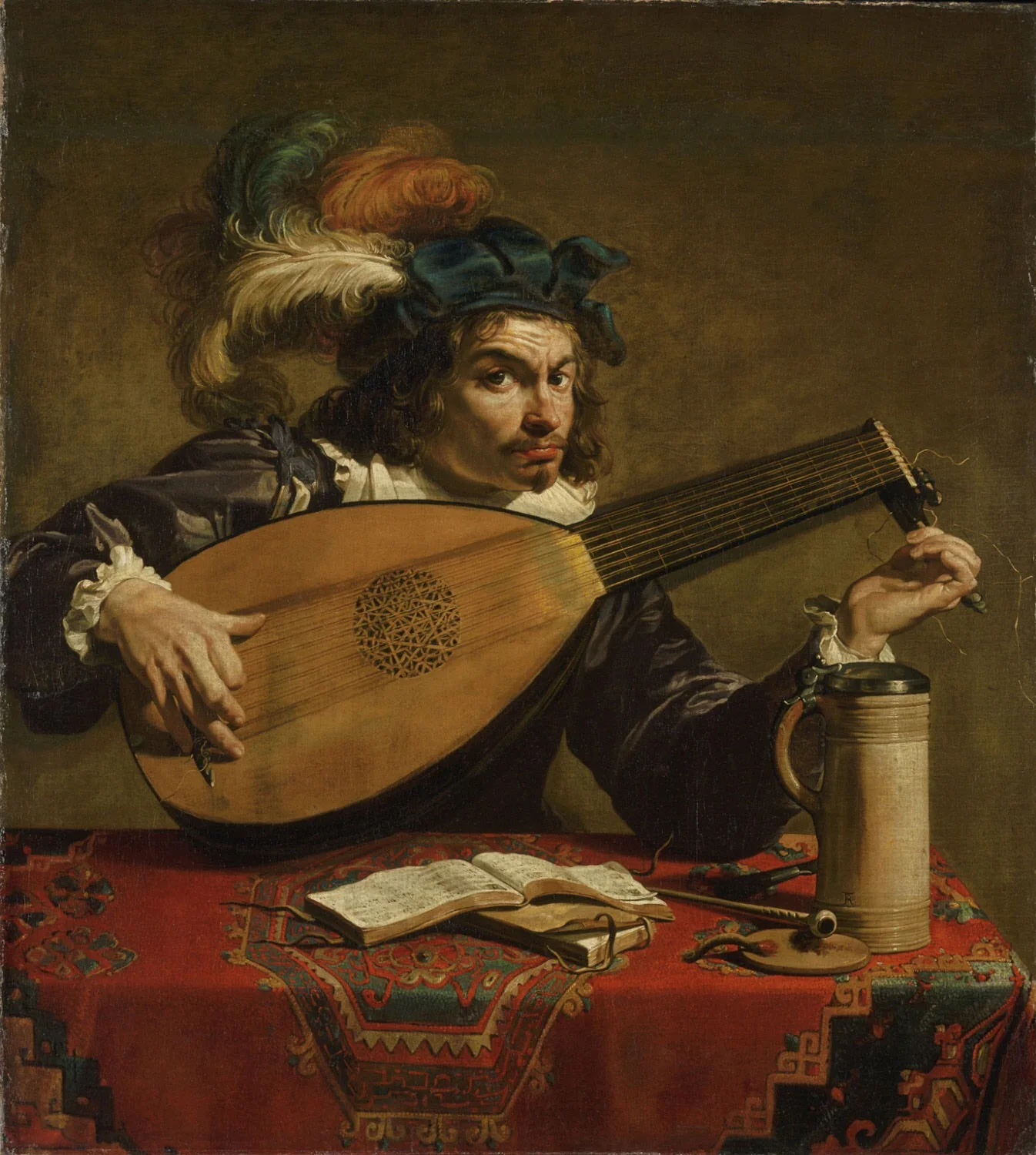 Lute Player, by Theodoor Rombouts, oil, 1620