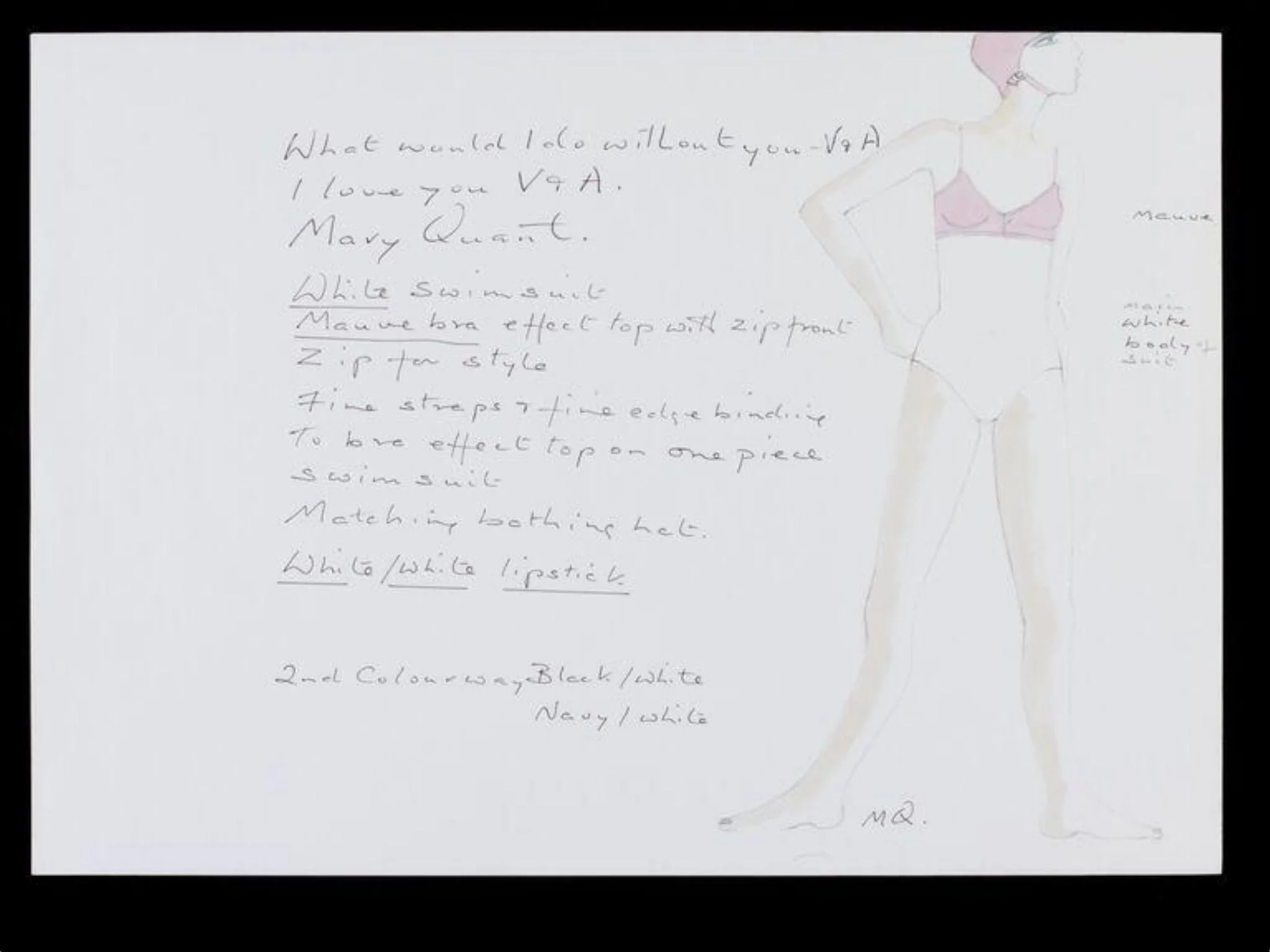 Contribution to V&A's 150th anniversary album, by Mary Quant, 2007