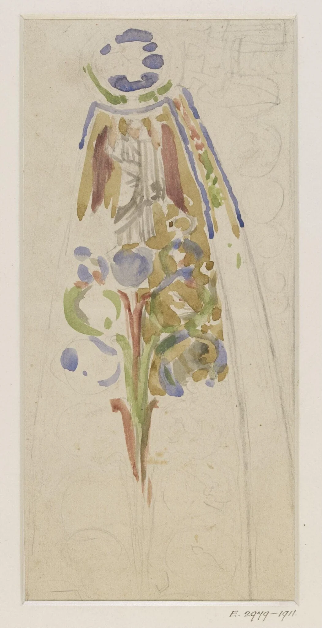 Copy of ceiling decoration from Italian church, by Townroe, watercolor