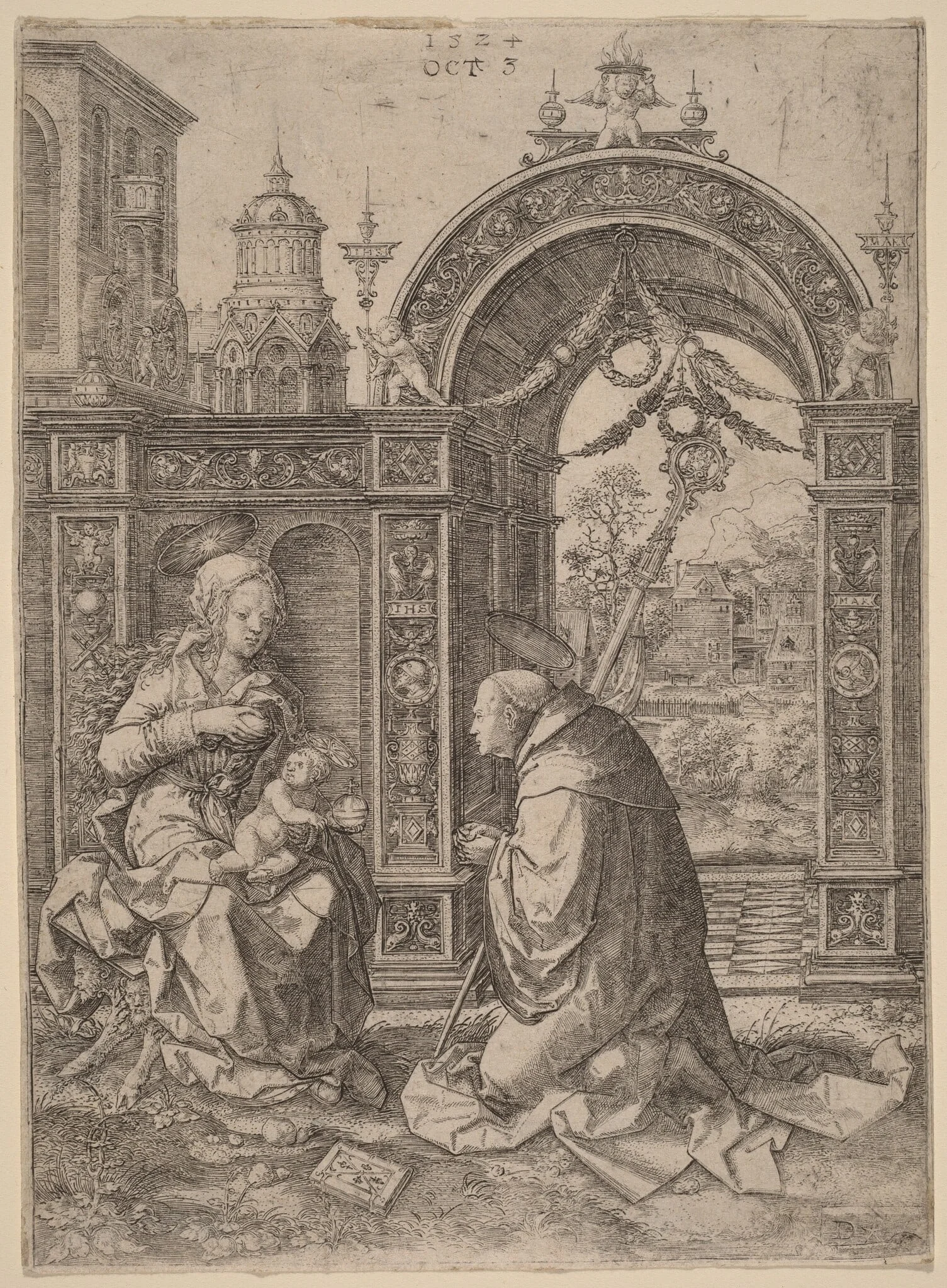 The Vision of Saint Bernard, by Dirk Jacobsz Vellert, ink, 1524