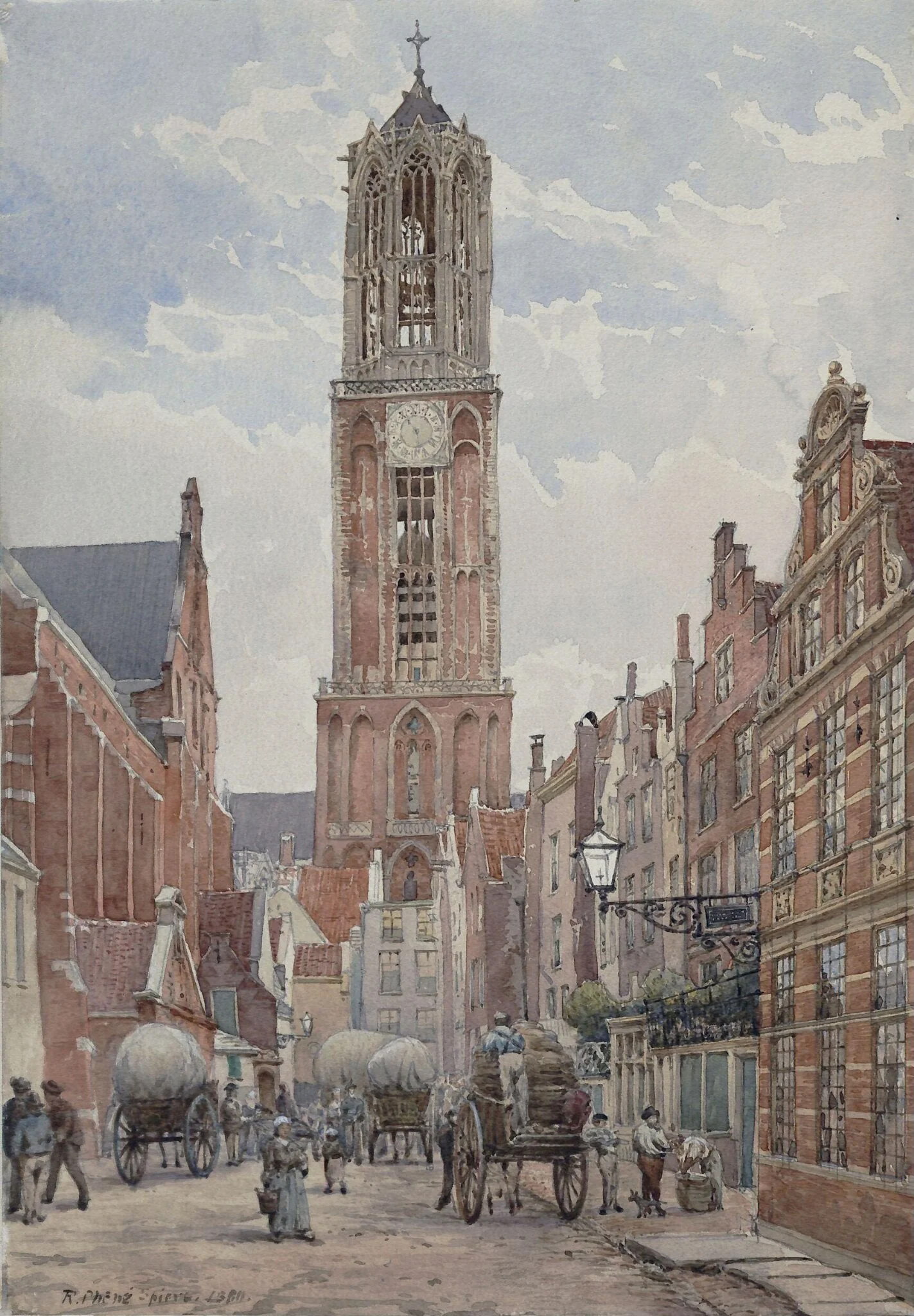 Utrecht: The Cathedral Tower, by Richard Phené Spiers, watercolor, 1880
