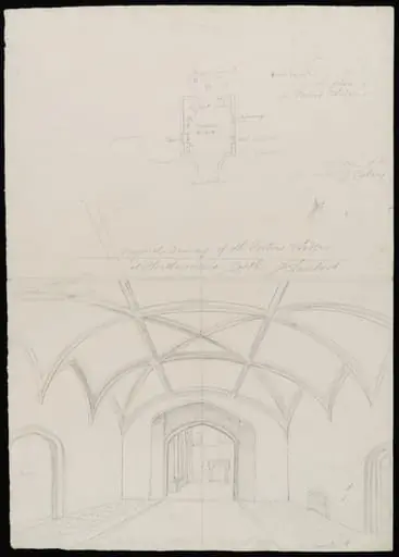 Interior, with sketch plan, of porter's lodge.