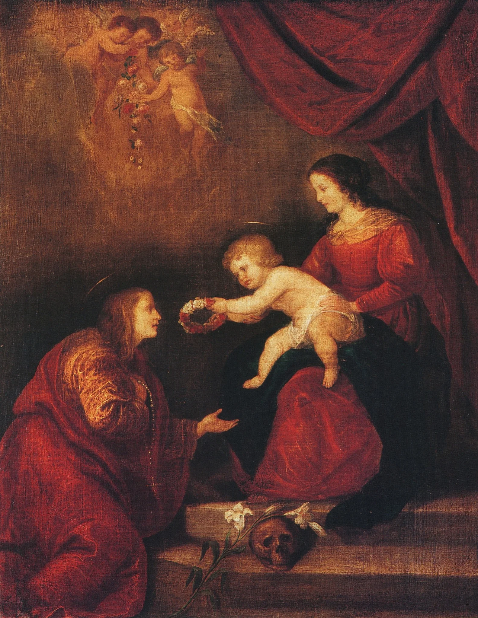 Santa Rosalia at the foot of the Virgin and Child