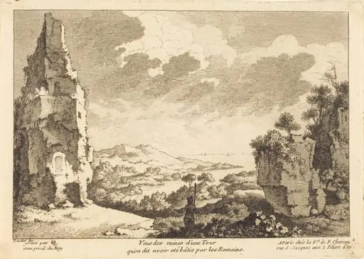 Veue des ruines d'une Tour qu'on dit avoir ete batie par les Romains