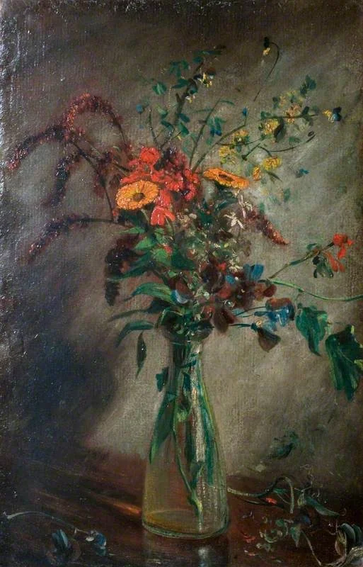 Study of Flowers in a Glass Vase, by John Constable, unspecified, 1814