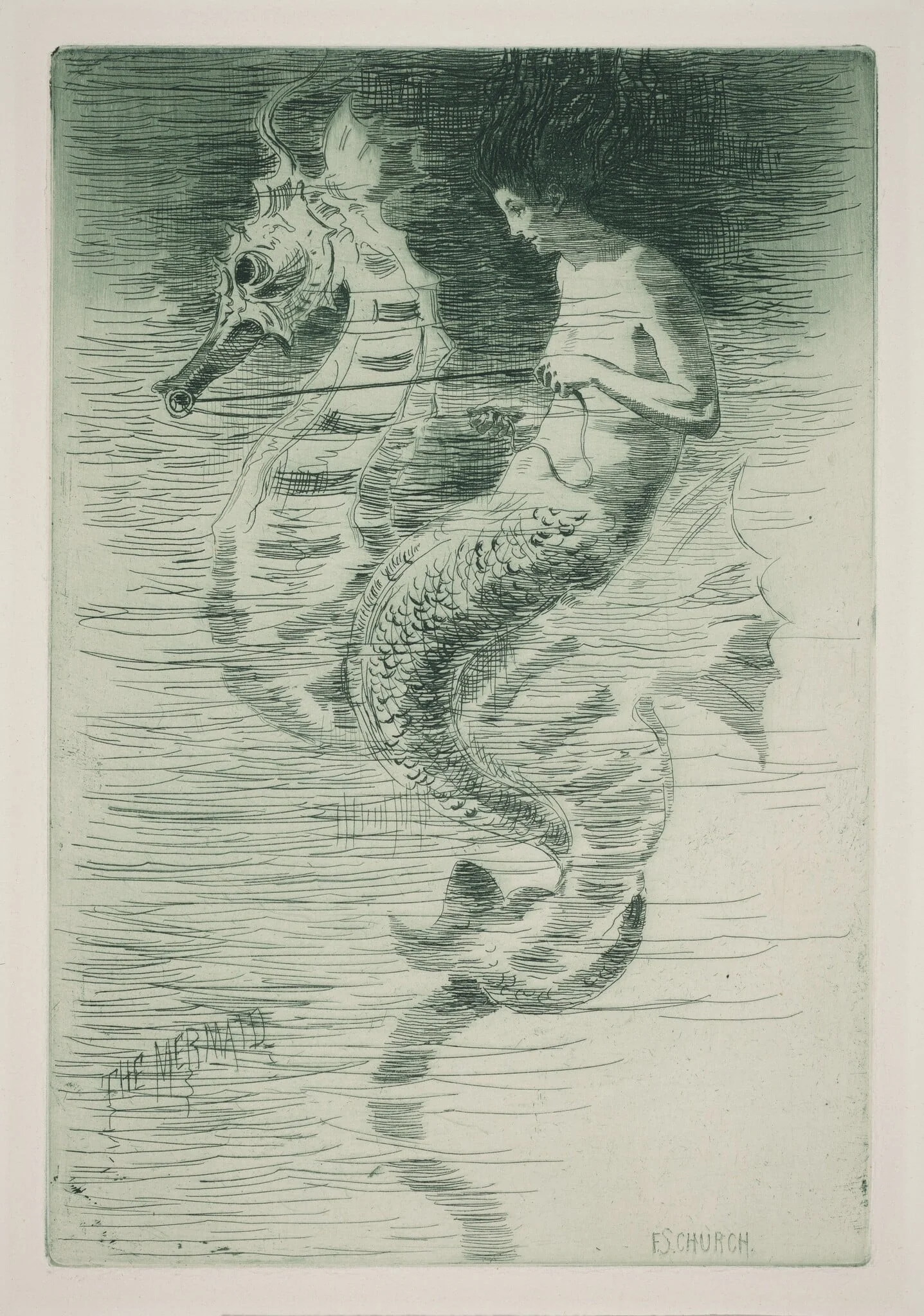 The Mermaid, by Frederic Stuart Church, ink, 1881