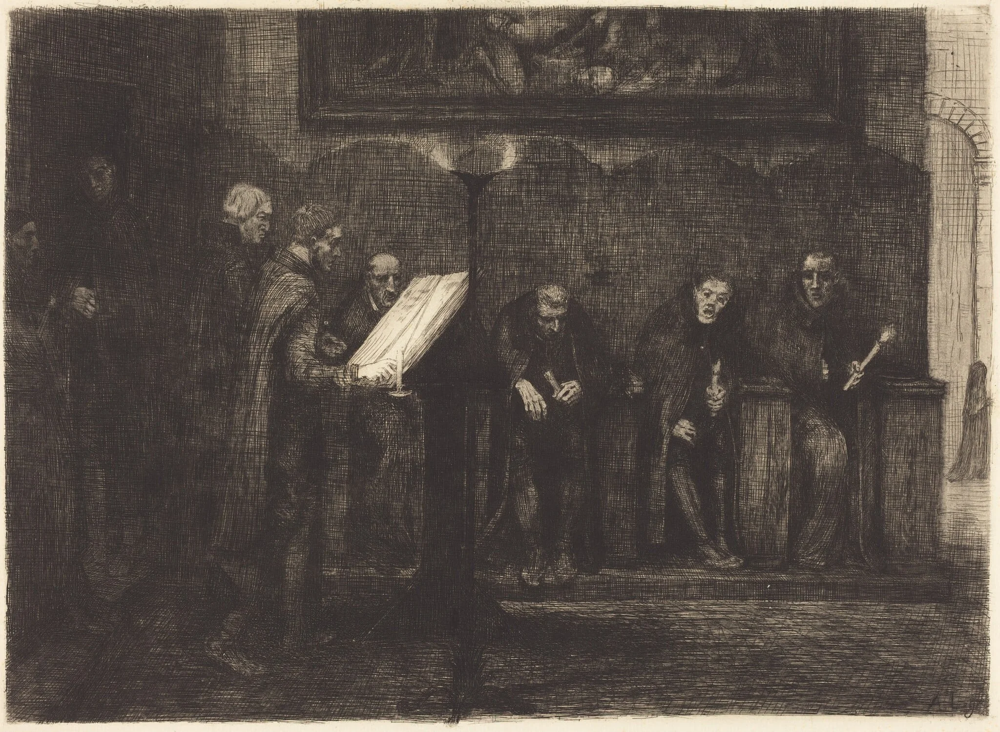 Spanish Singers (Les chantres espagnols), by Alphonse Legros, ink, 1865