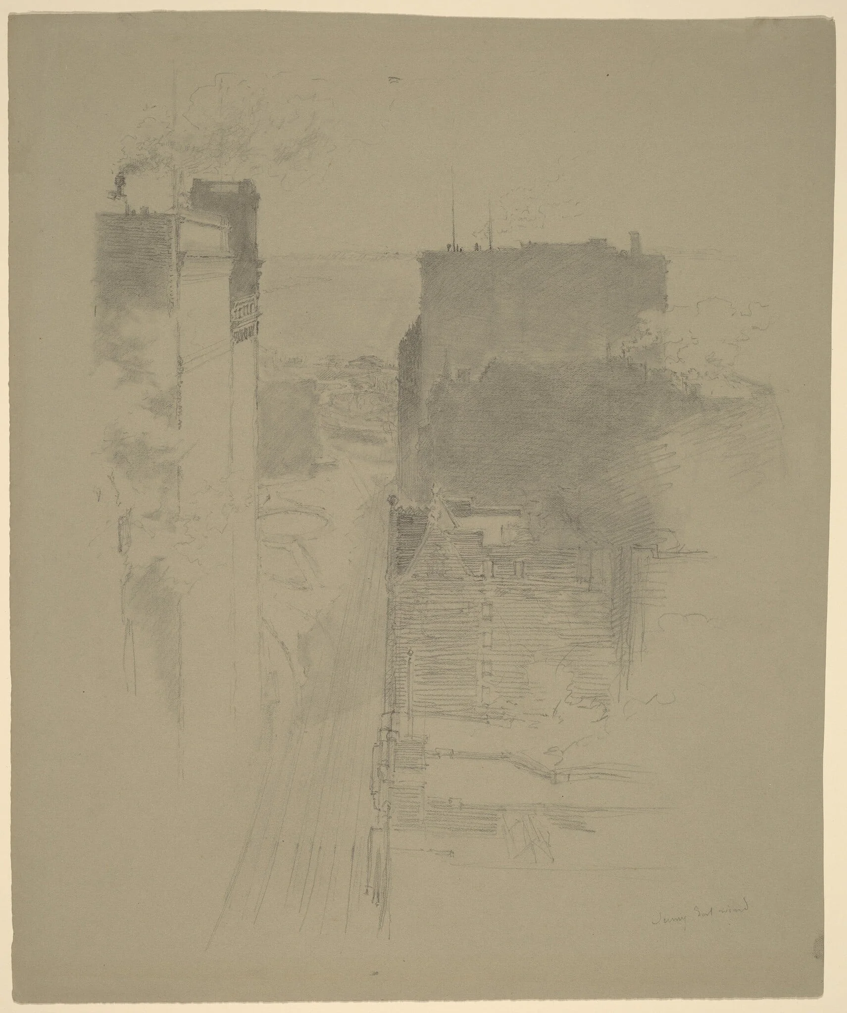 The Battery, New York, by Stanford White, graphite, 1900