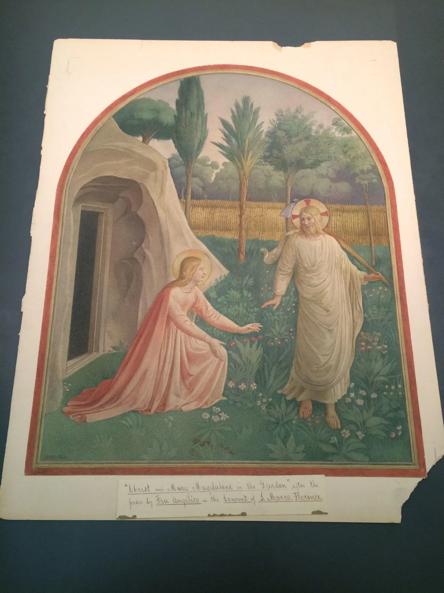 Copy after Christ and Mary Magdalene in the Garden, Fra Angelico in the Museo di San Marco (Florence), by Fra Angelico, watercolor, 1860