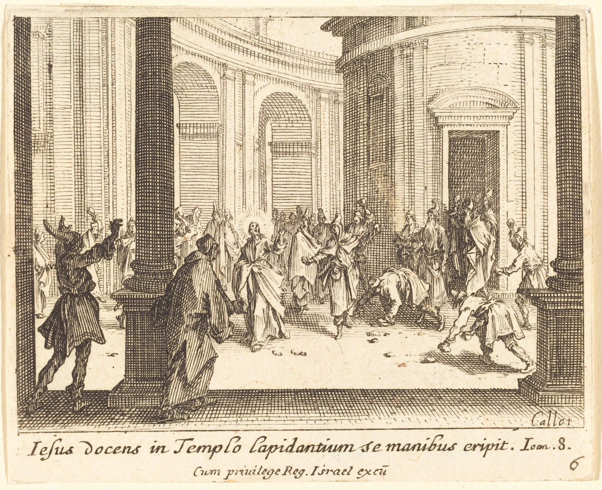 Stoning of Jesus, by Jacques Callot, ink, 1635