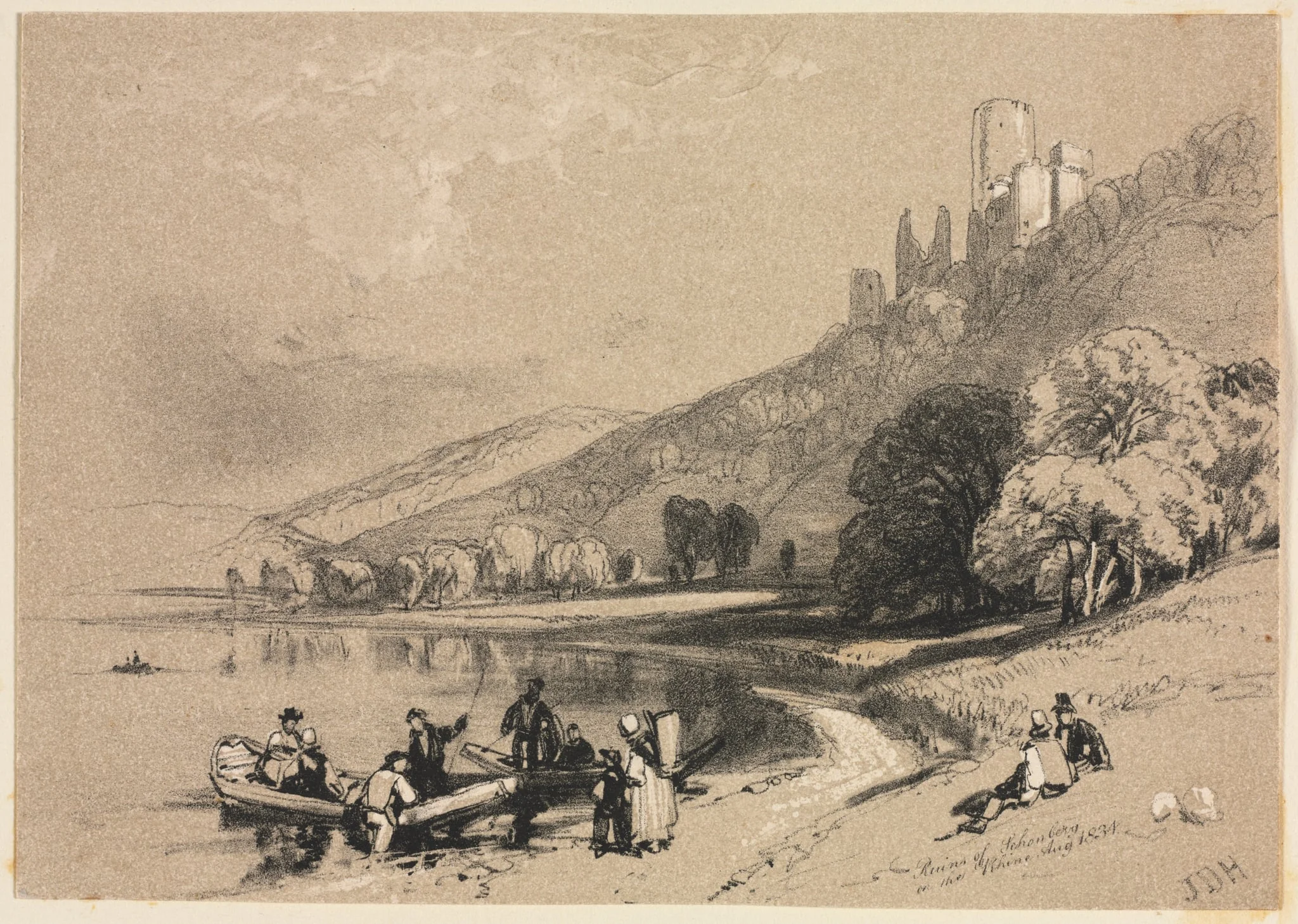 Sketches at Home and Abroad: Ruins of Schonberg on the Rhine, by James Duffield Harding, 1834