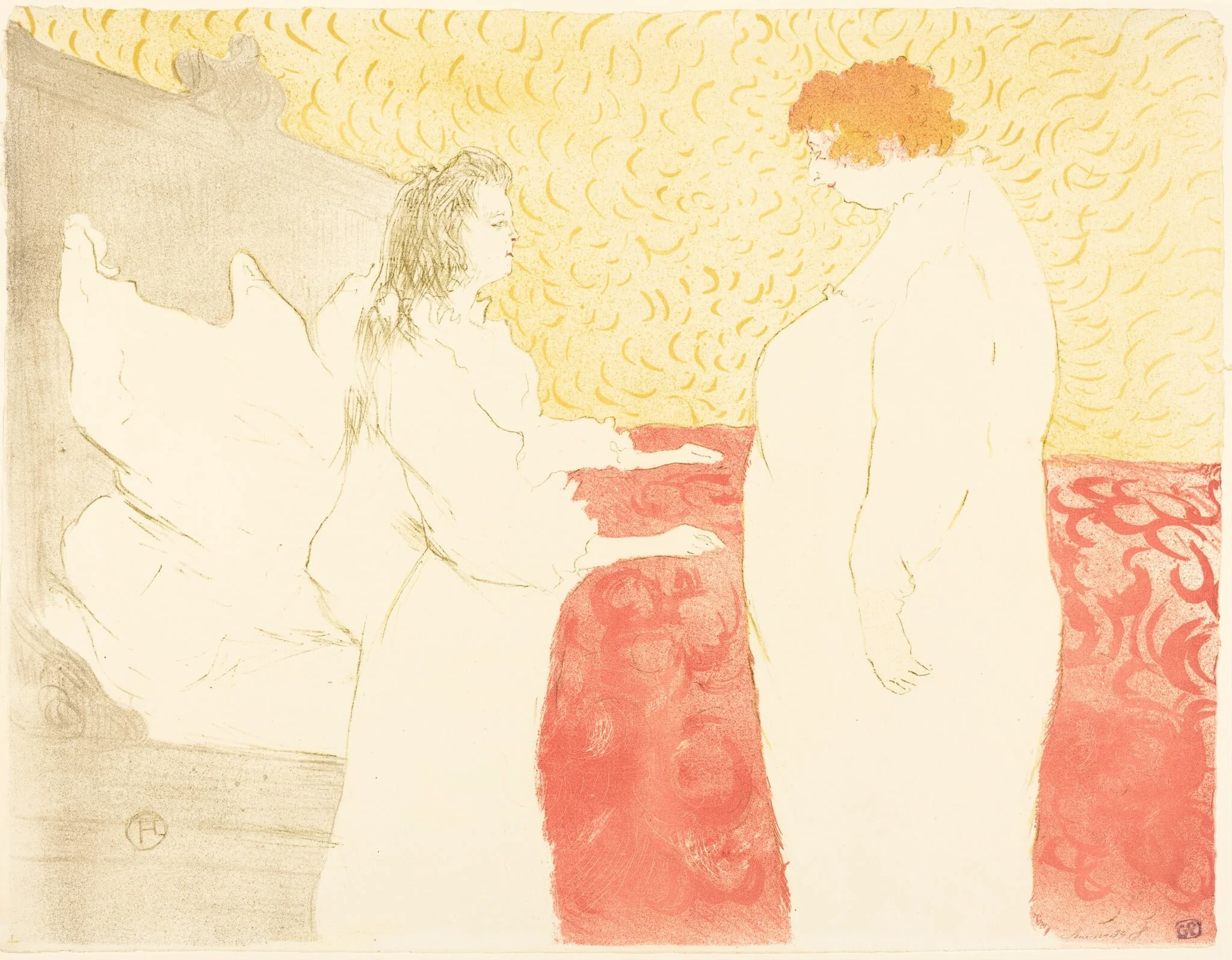 Woman in Bed, Profile (Femme au lit, profil), by Henri de Toulouse-Lautrec, ink, 1896