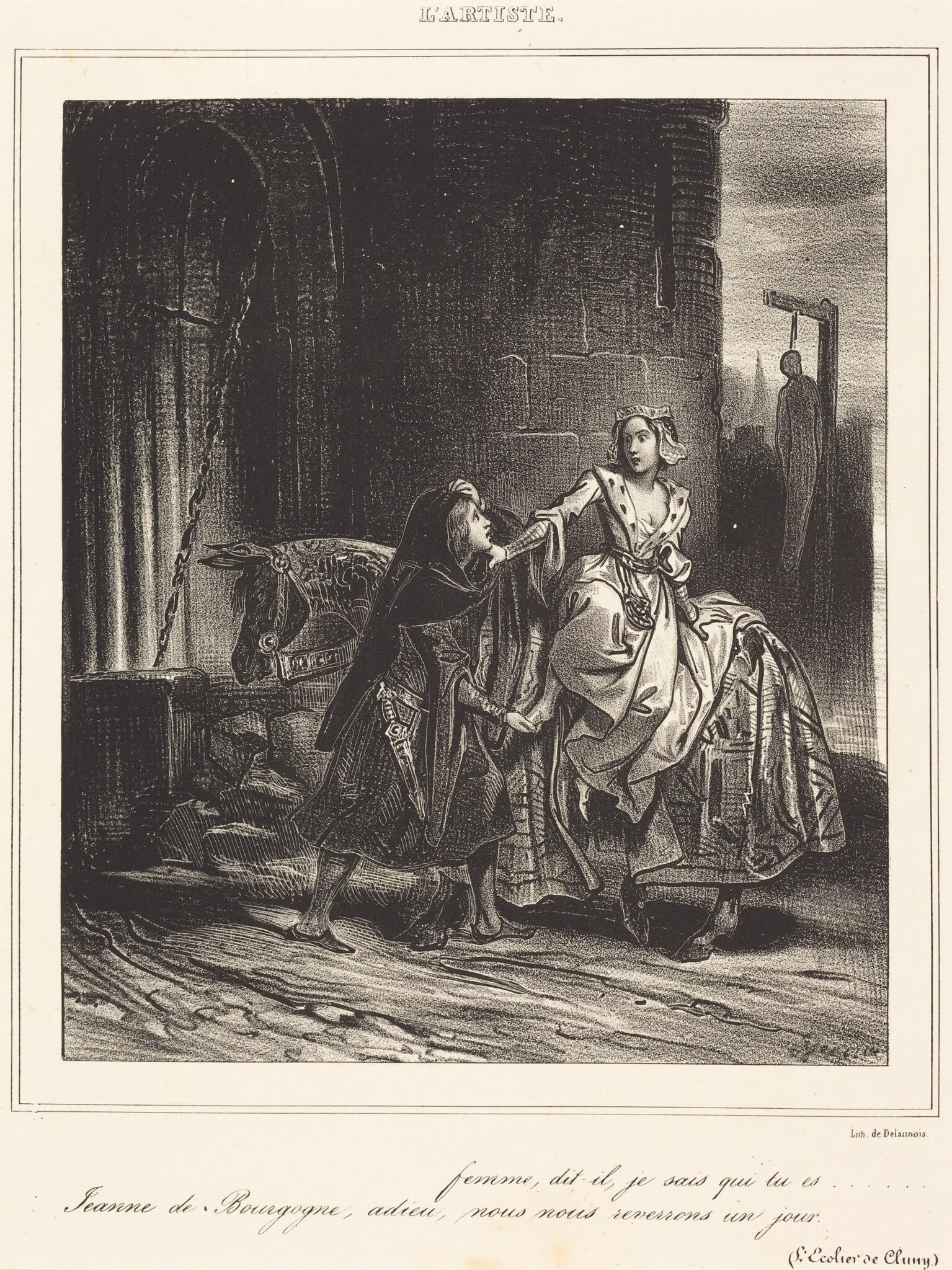Jeanne de Bourgogne, by Achille Devéria, ink, 1828