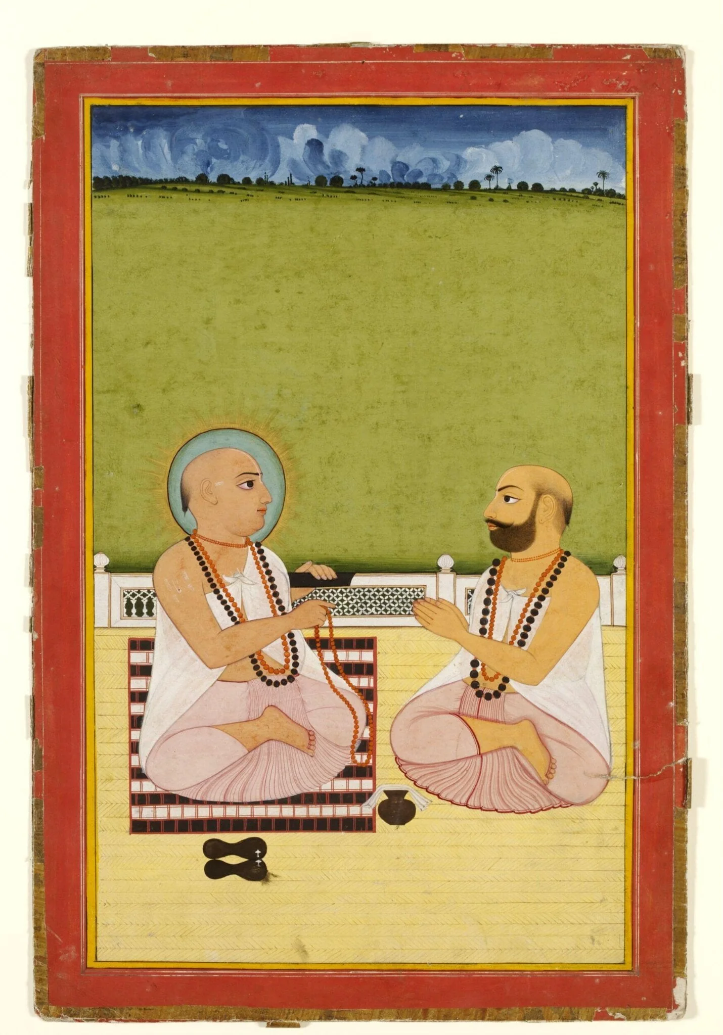 Holy man and pupil on a terrace, by Unknown, paint, 1850