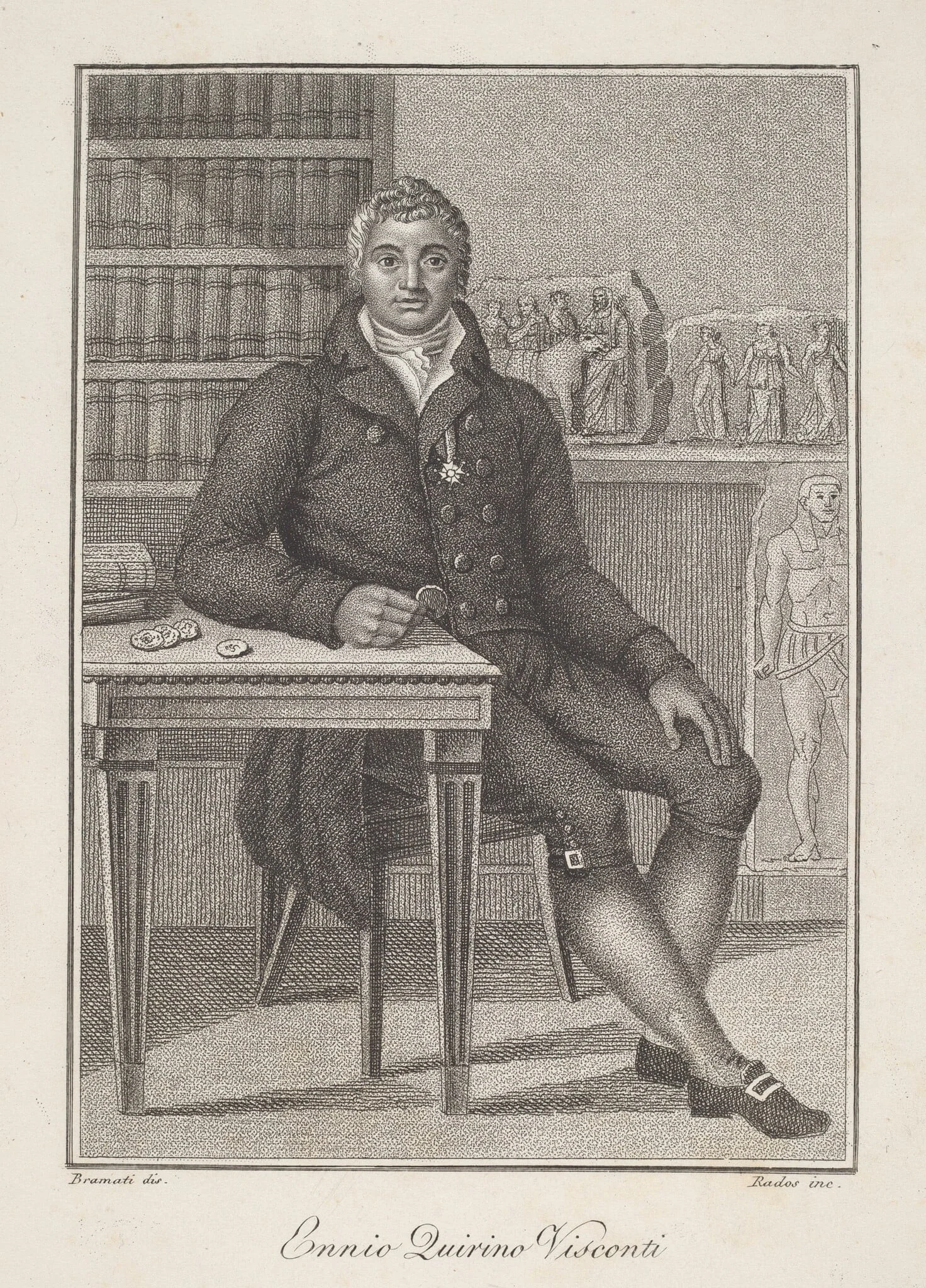 Ennio Quirino Visconti, by Luigi Rados, ink, 1816