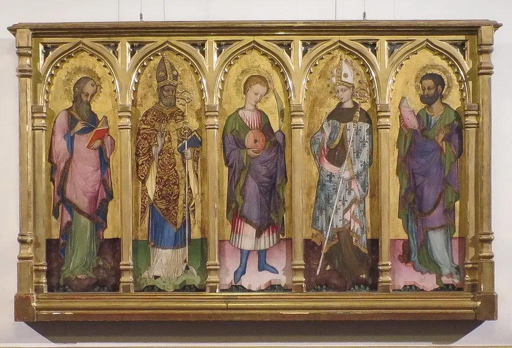 St Matthew the Evangelist (?), St Dujam, St Anastasius, St Louis of Toulouse and St Mark the Evangelist