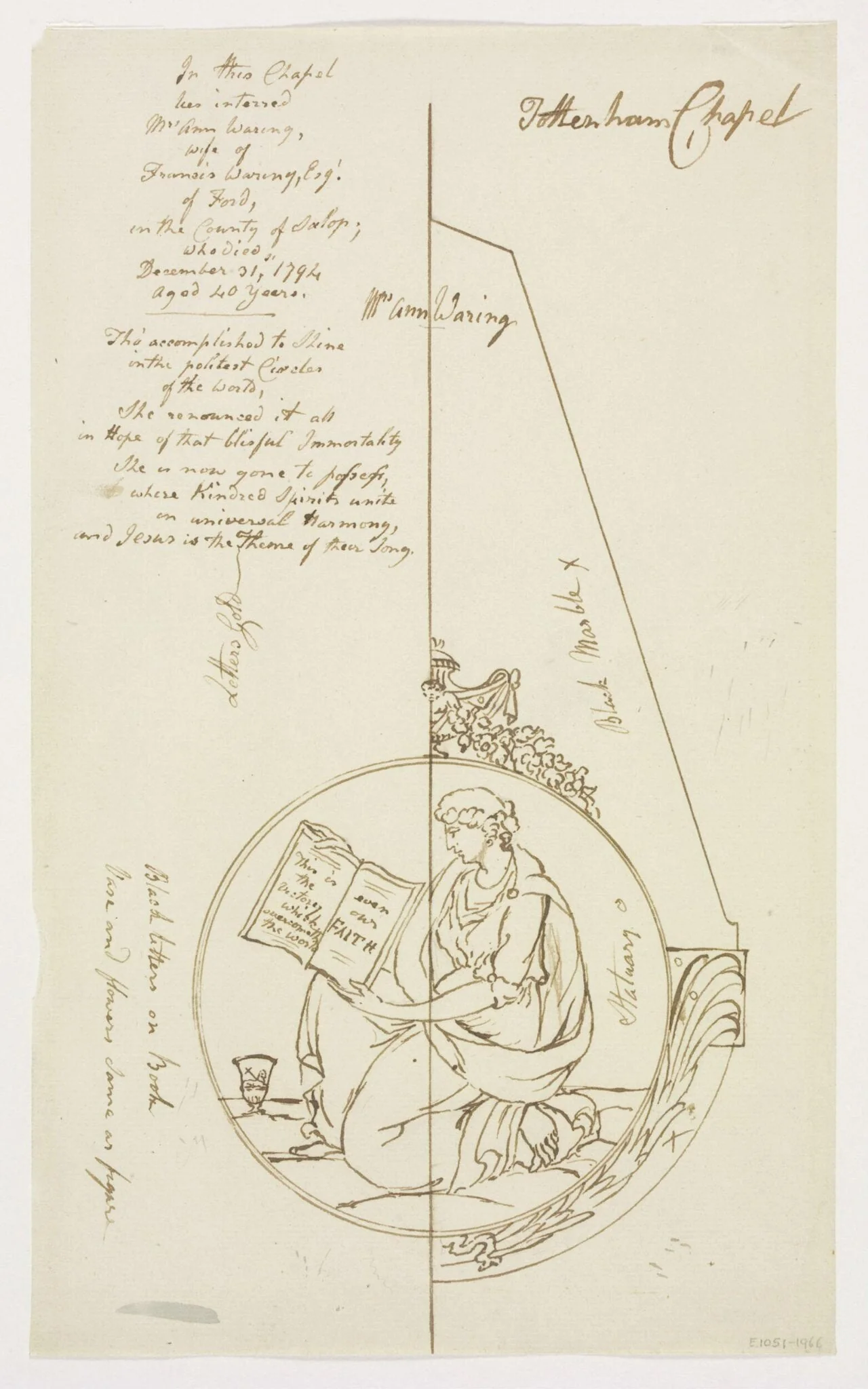 The monumenr of Ann, wife of Francis Waring, by John Bacon, 1750