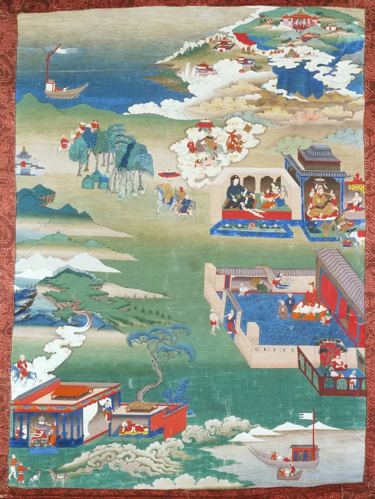 The Story of King Mandhatar; The Story of King Candraprabha; The Tale of the Island of Vadaradvipa, Painting from an Avadana Kalpalata Jataka Series