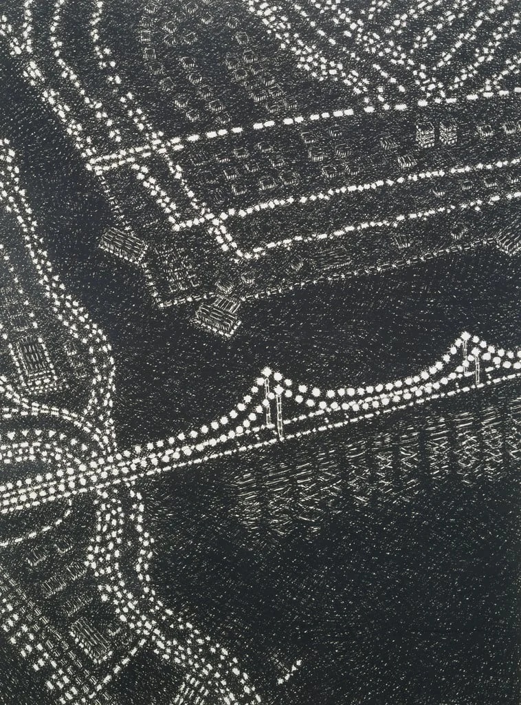 Untitled, by Yvonne Jacquette, graphite, 1980