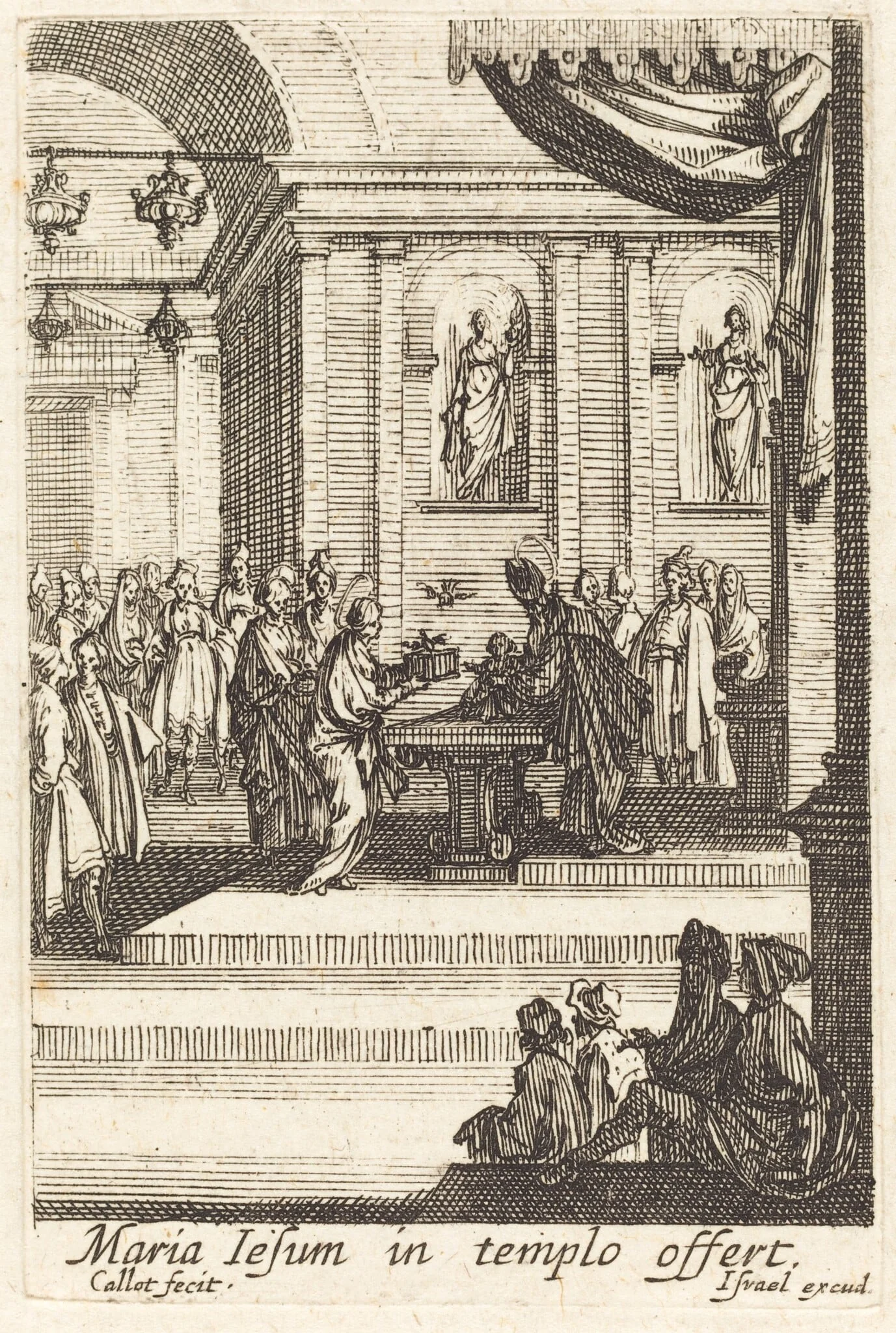 The Virgin Presents Jesus at the Temple, by Jacques Callot, ink, 1634