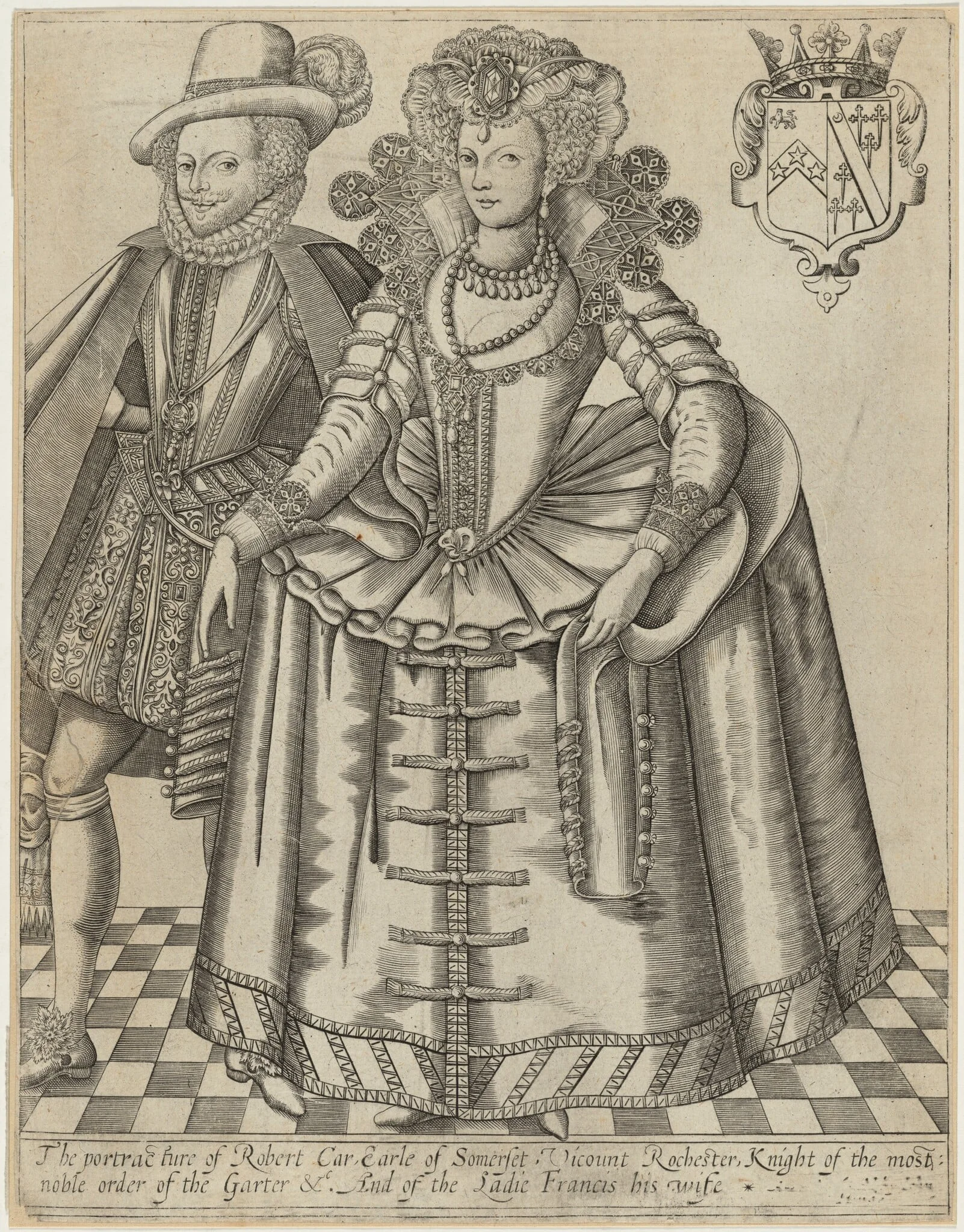 Robert Carr, Earl of Somerset and His Countess, by Renold Elstrack, ink, 1651