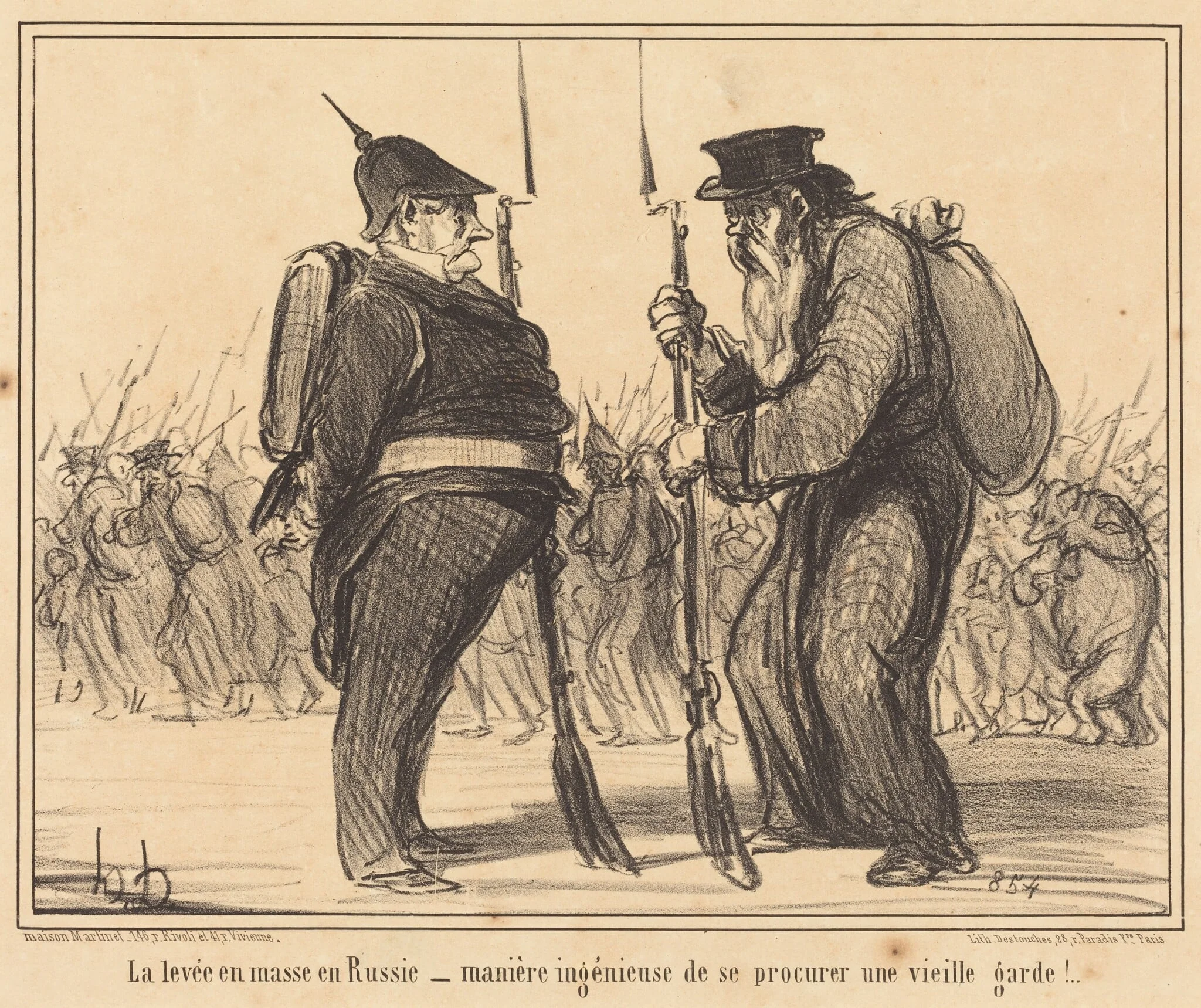 La Levée en masse en Russie..., by Honoré Daumier, ink, 1855