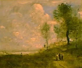 Ville d'Avray (Paysage et figures), by Jean Baptiste Camille Corot, oil, 1850