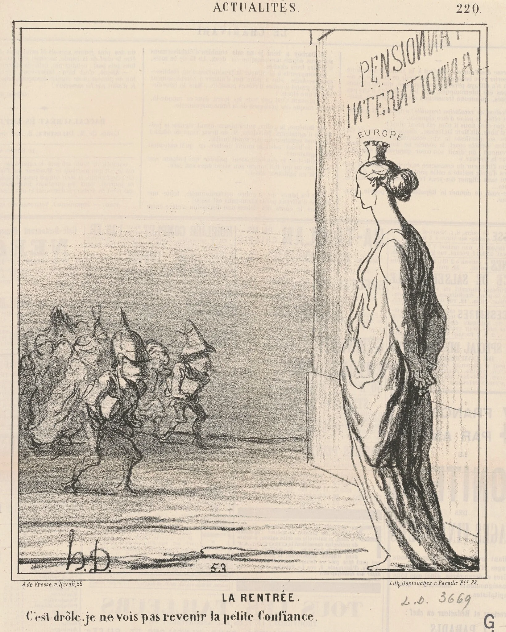 La rentrée, by Honoré Daumier, ink, 1868
