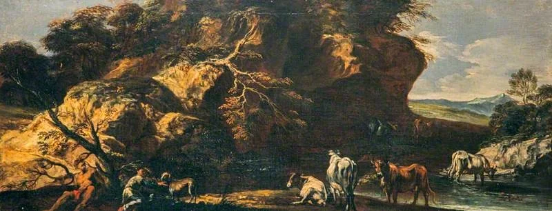 A River Scene with Figures, by Unknown, oil, 1675