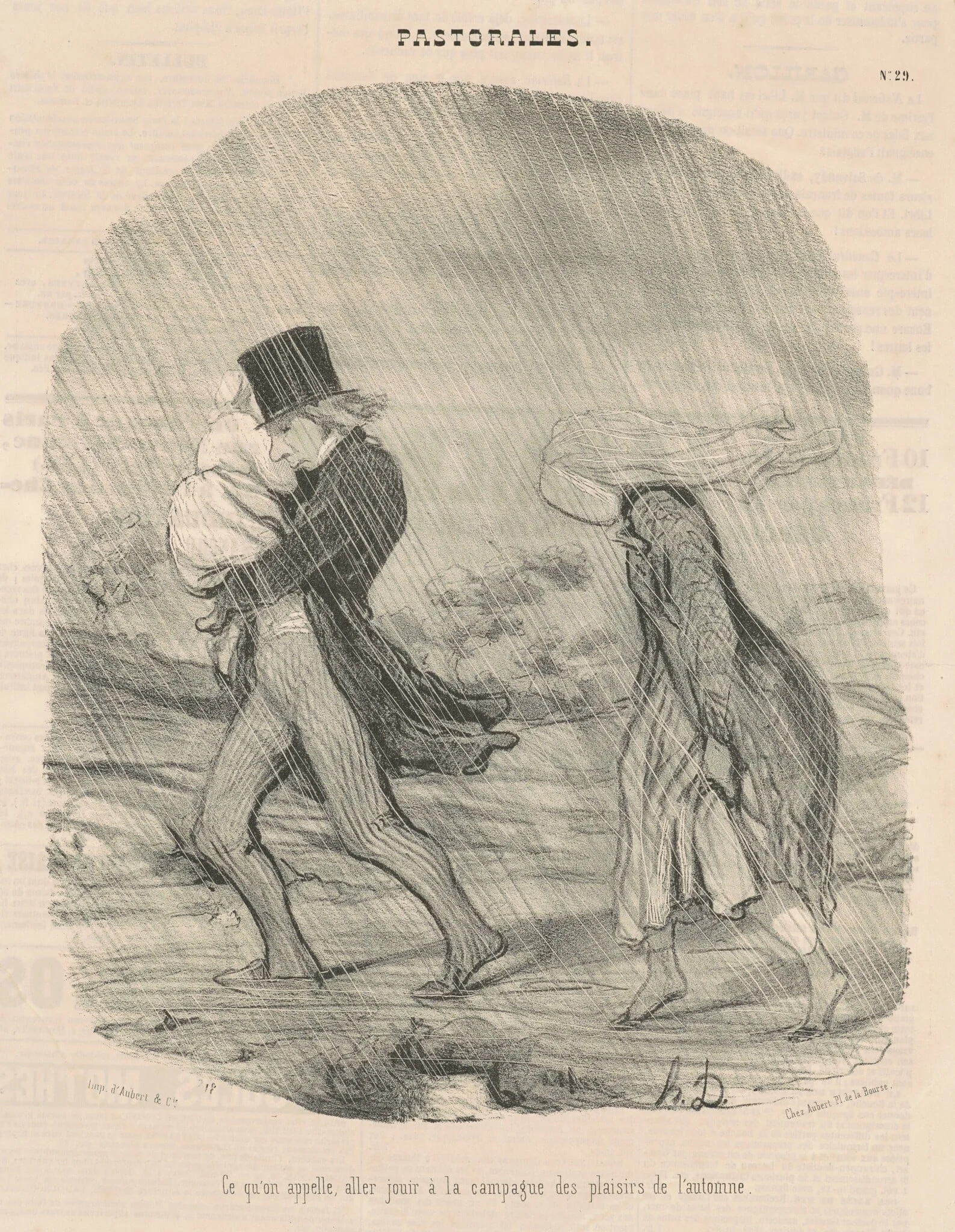 Ce qu'on appelle, aller jouir a la campagne ..., by Honoré Daumier, ink, 1845