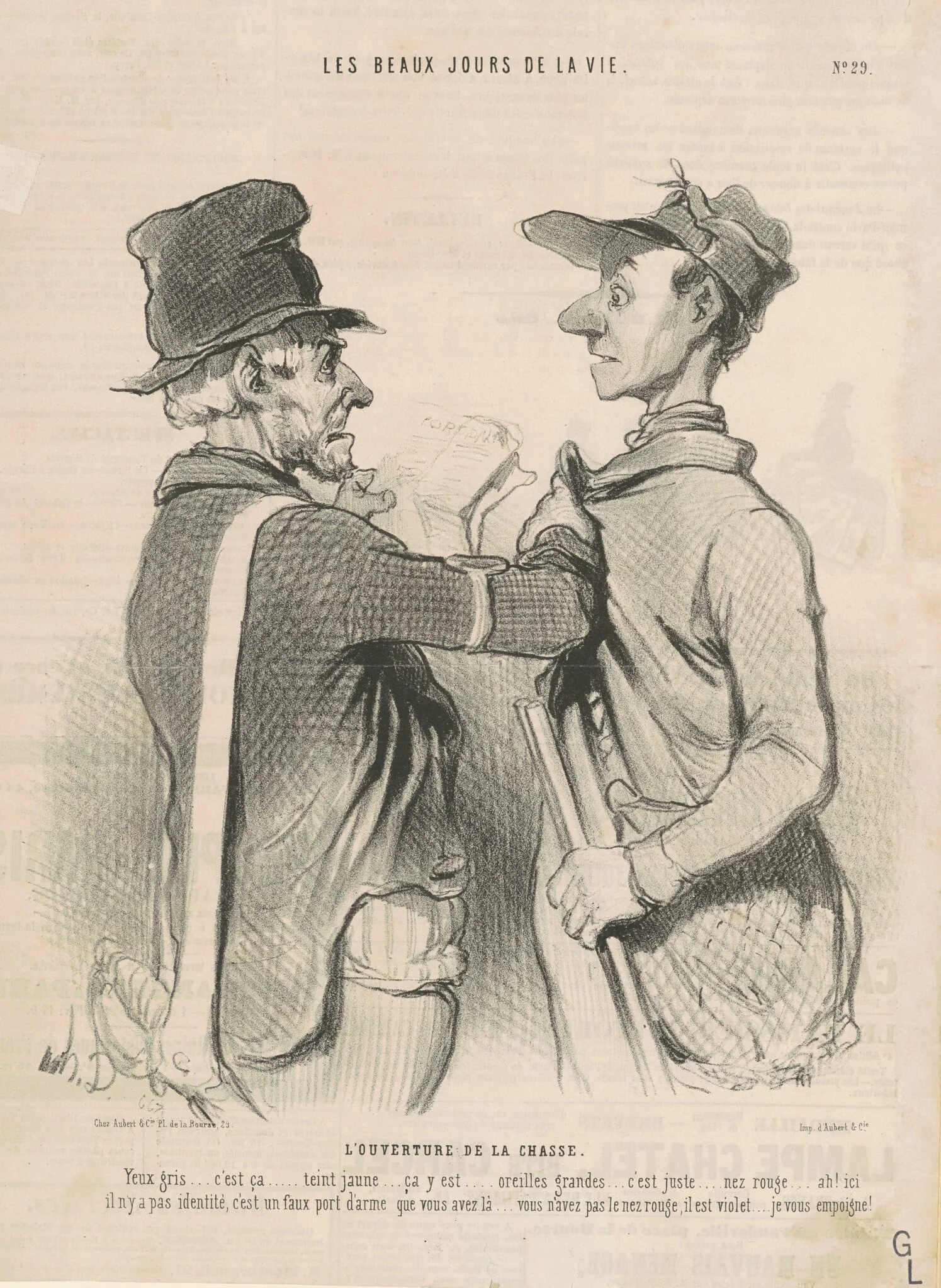 L'ouverture de la chasse, by Honoré Daumier, ink, 1844