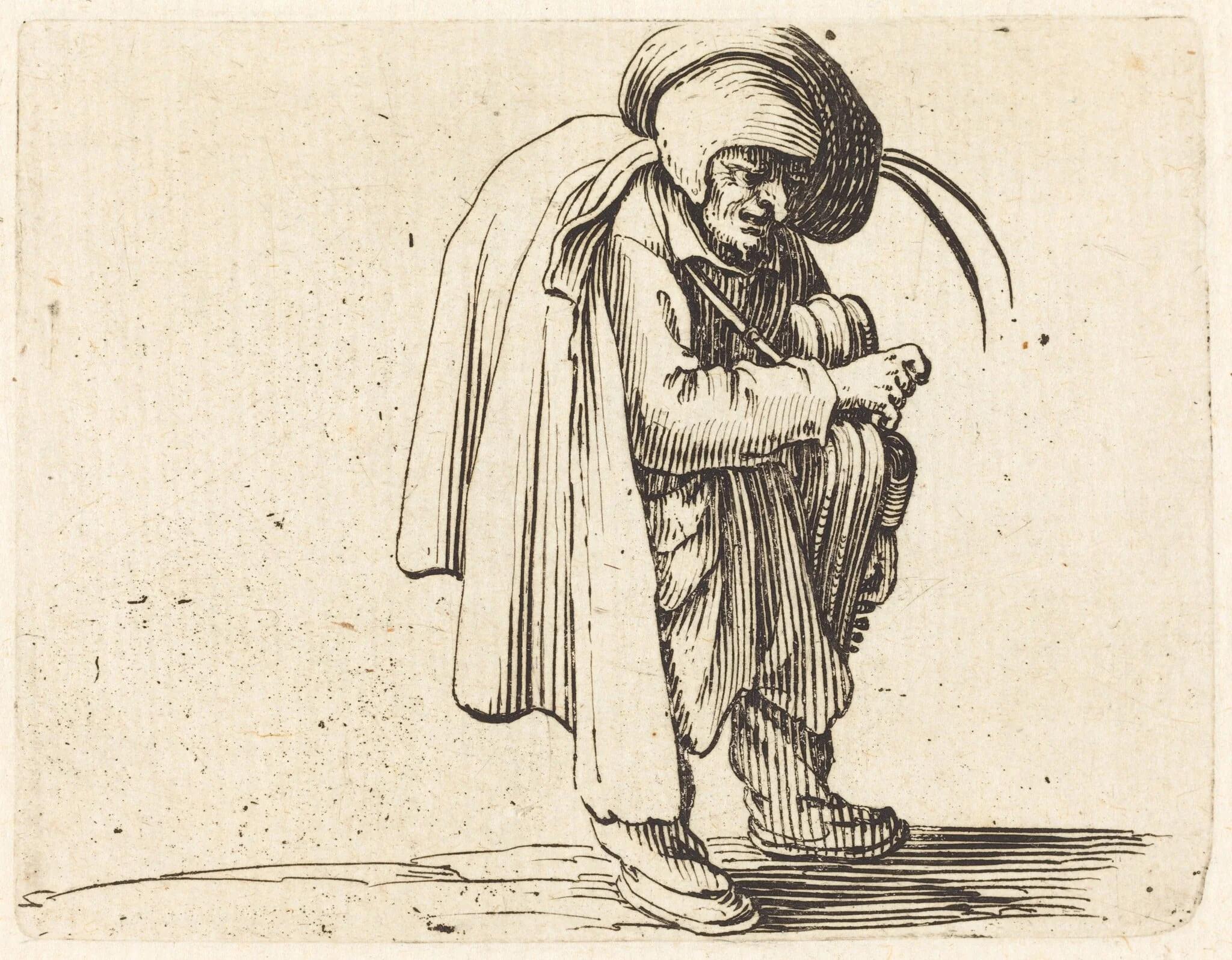 The Hurdy-Gurdy Player, by Jacques Callot, ink, 1622