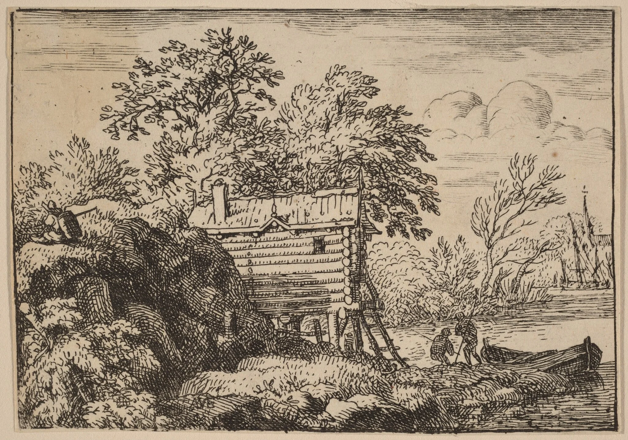 Fisherman's Hut, by Allart van Everdingen, ink, 1650