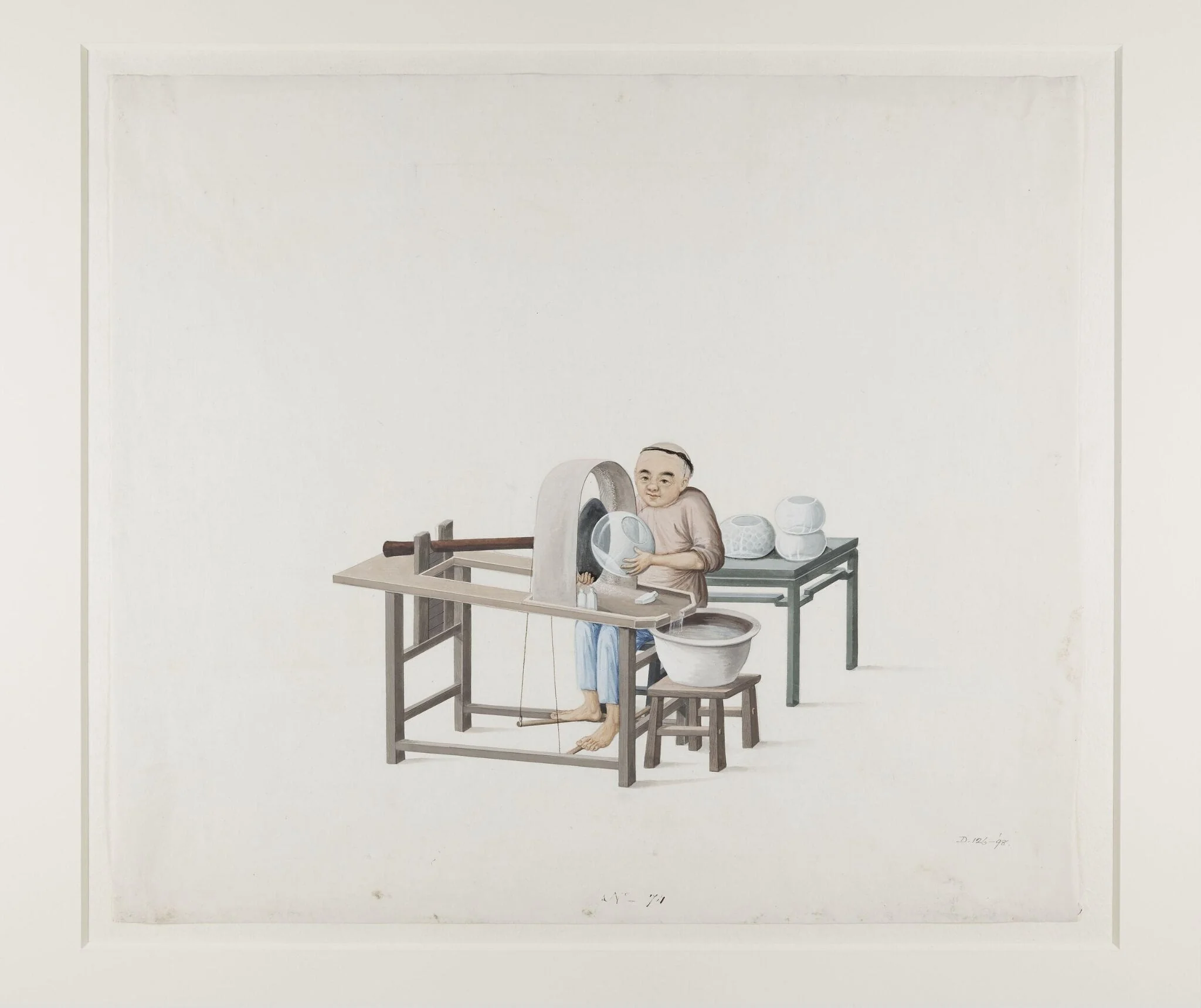 A Glass Grinder, by Puqua, paint, 1790