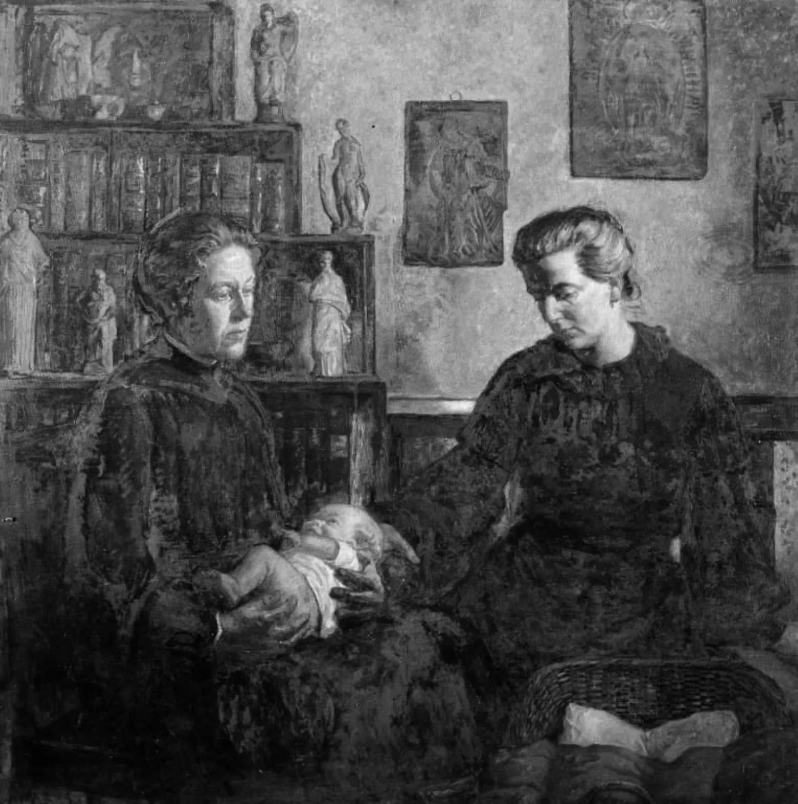 Figurgruppe. To kvinder og et barn, by Unknown, 1850