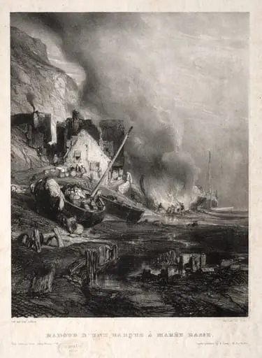 Six Marines:  Radoub d'une barque à marée basse