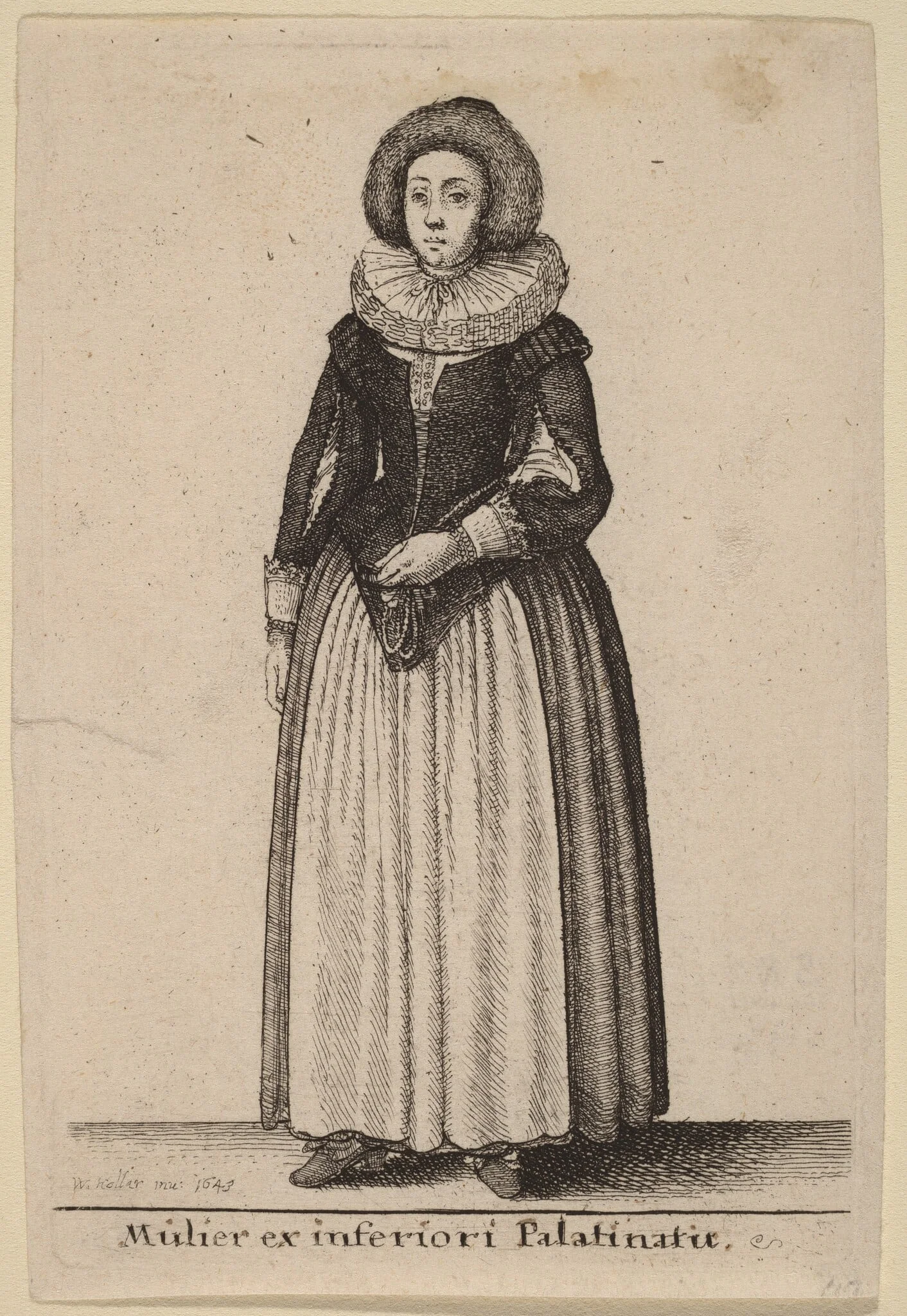 Mulier ex inferiori Palainatu, by Wenceslaus Hollar, ink, 1643