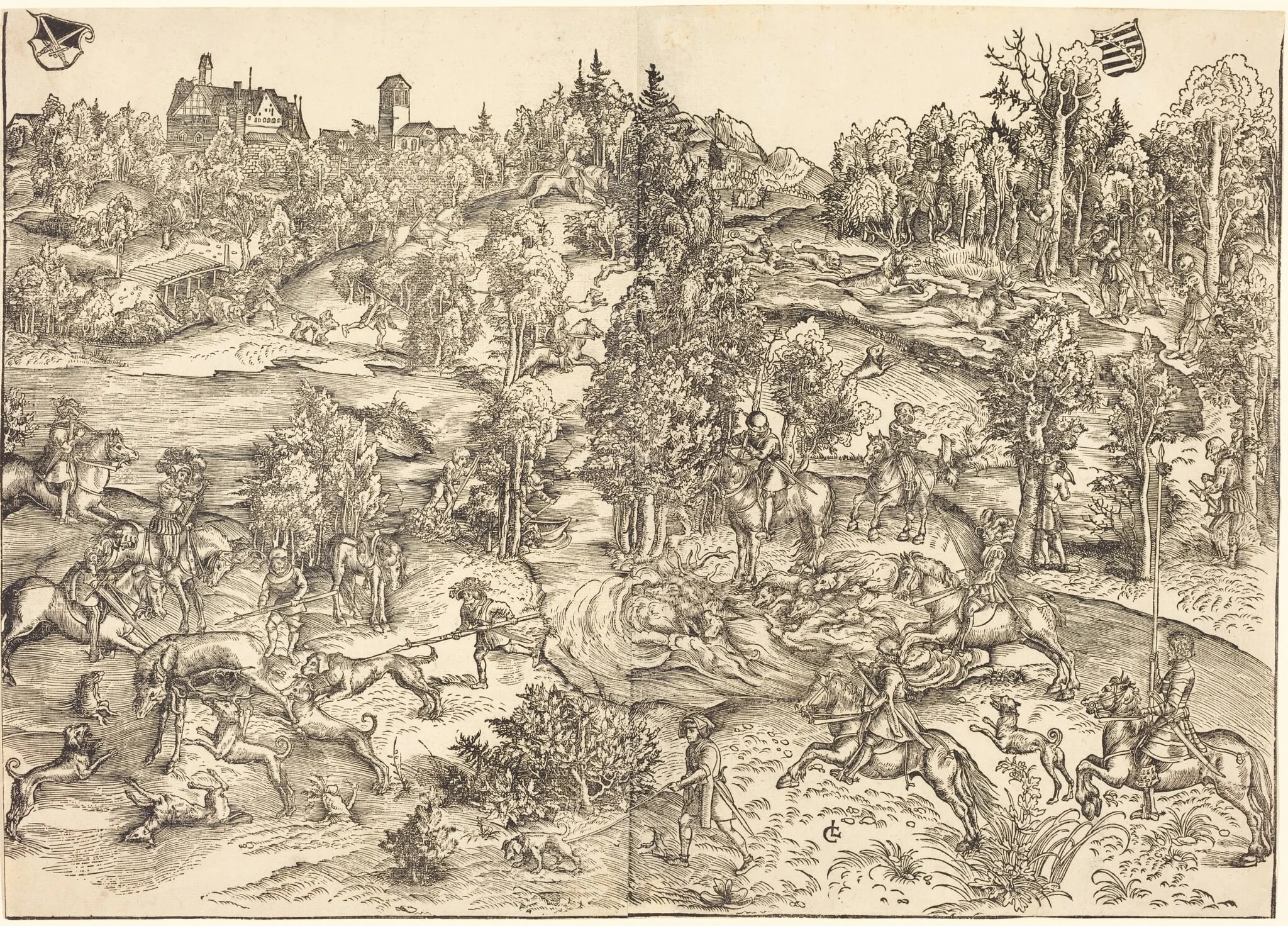 The Stag Hunt, by Lucas Cranach the Elder, ink, 1512