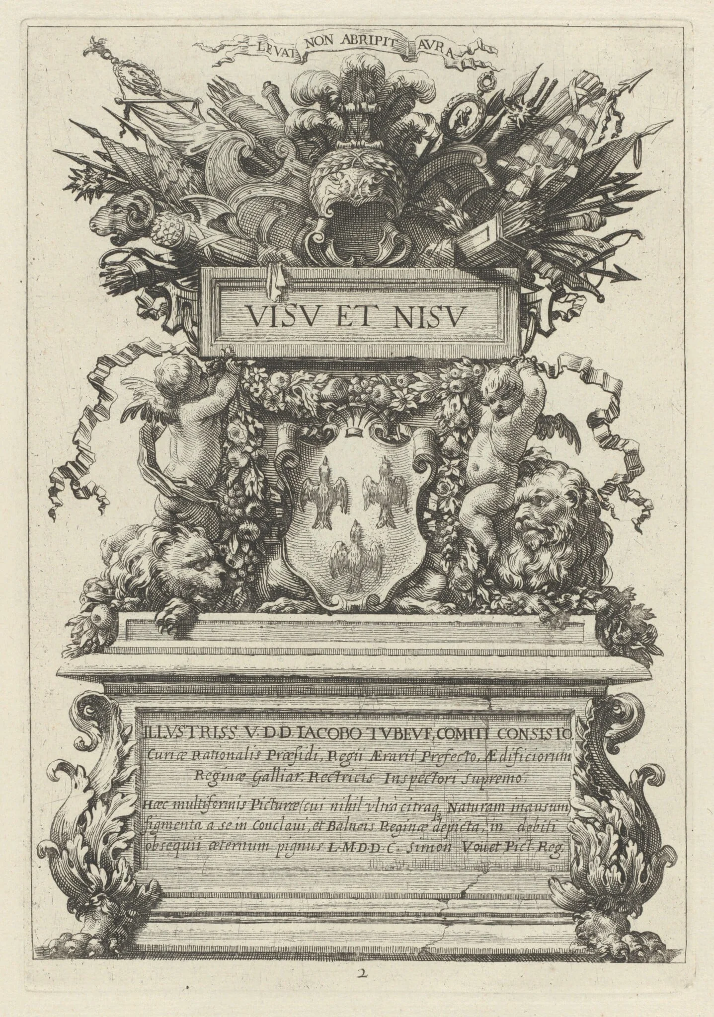 Frontispiece, by Michel Dorigny, ink, 1647