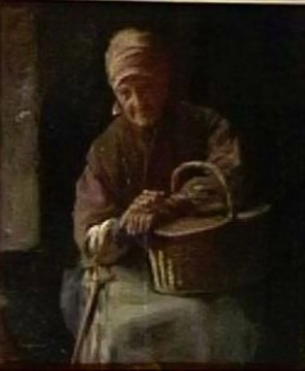 Bătrână cu coș pe braț, by Nicolae Grigorescu, unspecified, 1850