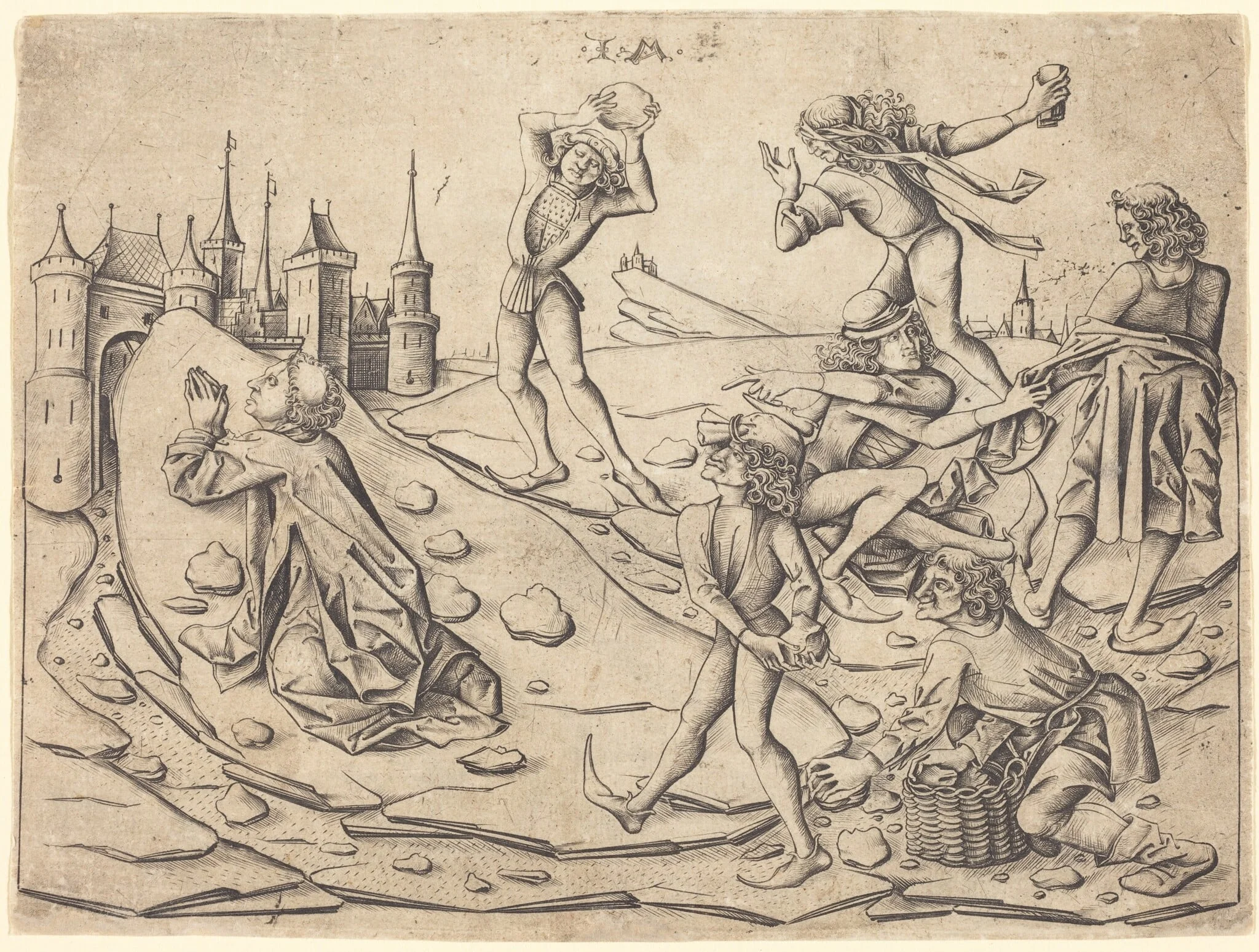 The Stoning of Saint Stephen, by Israhel van Meckenem, ink, 1470