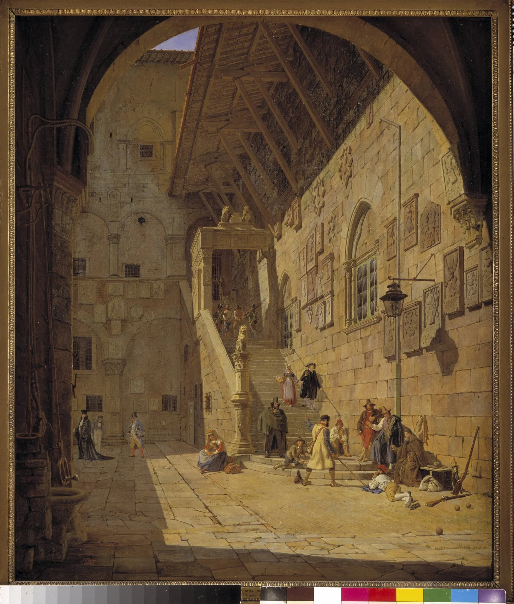 The Courtyard of the Palazzo del Bargello. Florence, by Unknown, 1842