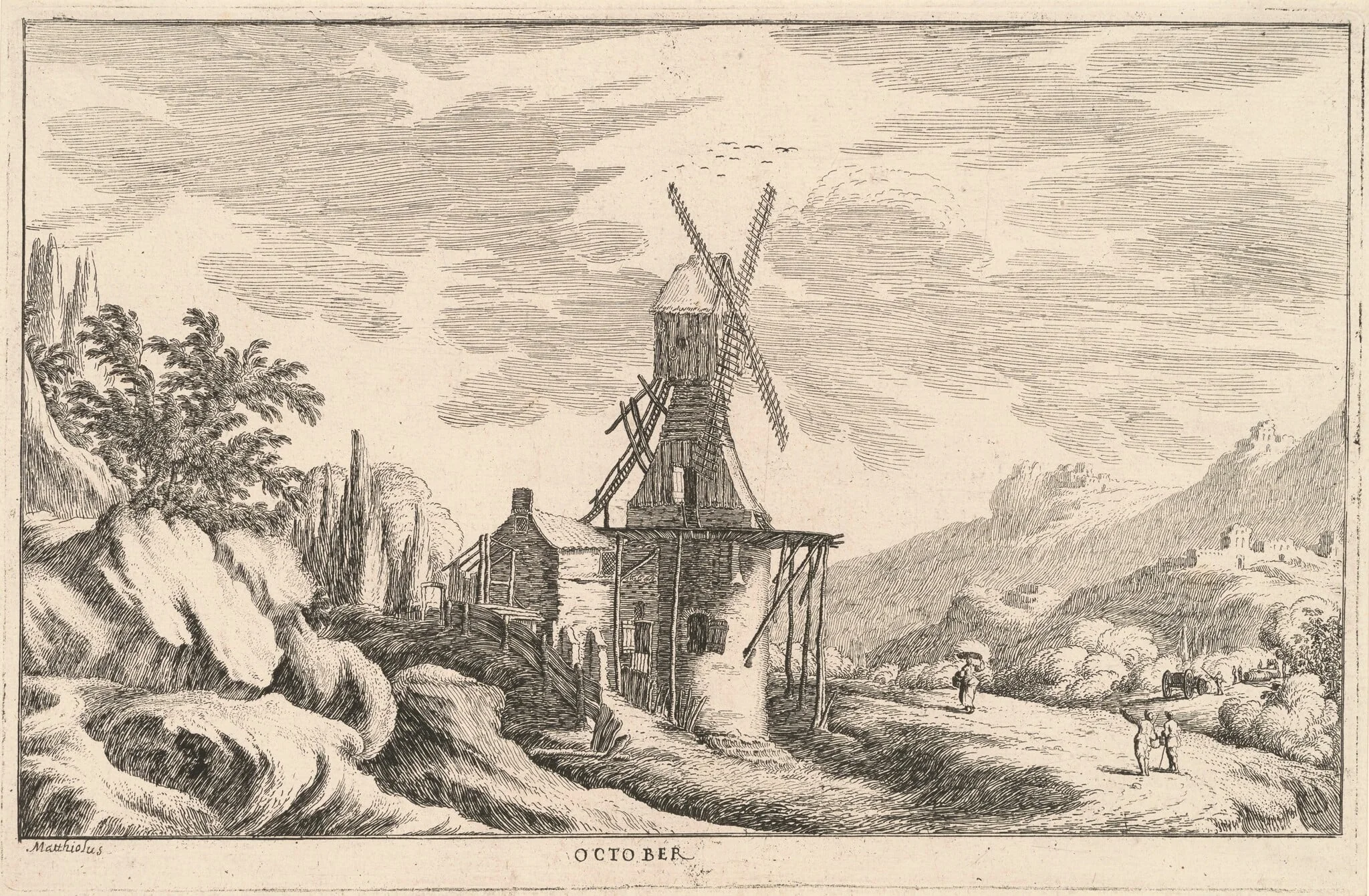 October, by Ludovico Mattioli, ink, 1601