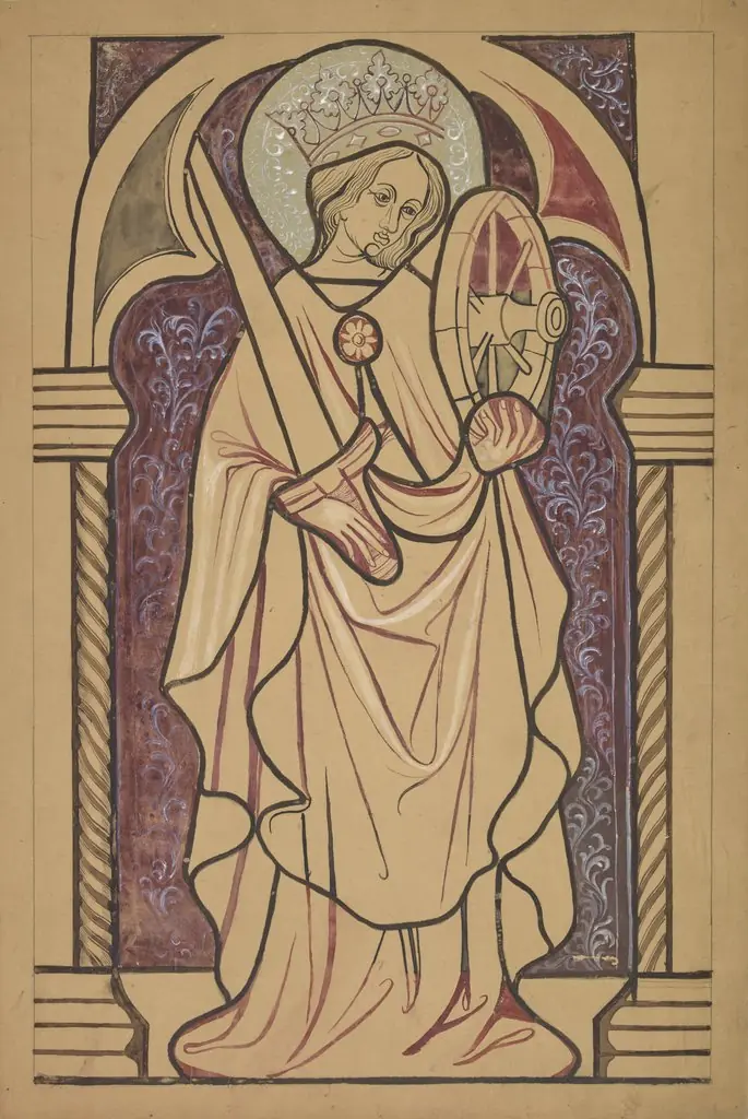 Saint Catherine of Alexandria. Artistic reconstruction of a stained-glass panel from the Dominican church in Kraków